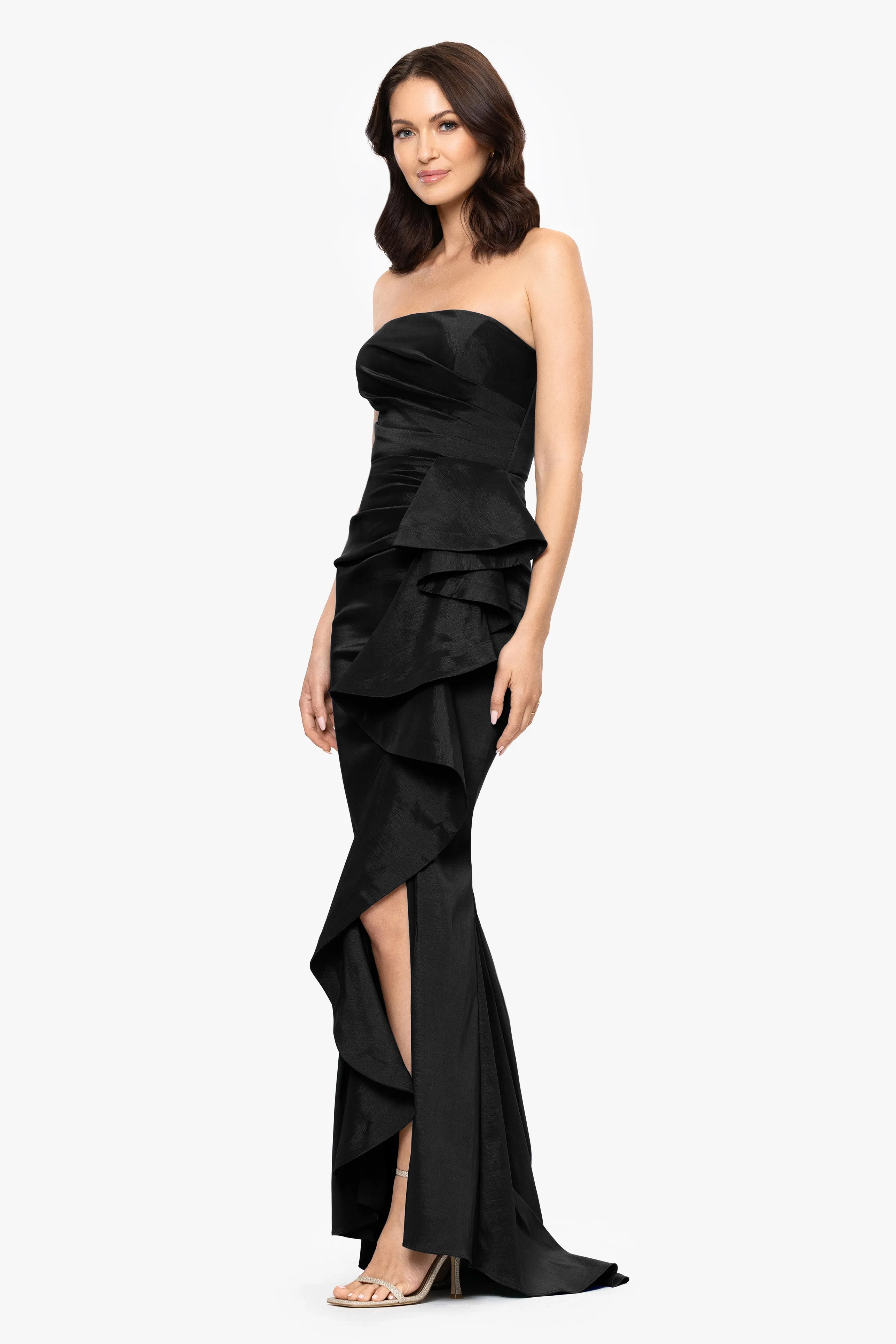 "Rowan" Taffeta Strapless Ruffle Floor Length Dress sold by Betsy & Adam product image thumbnail 4