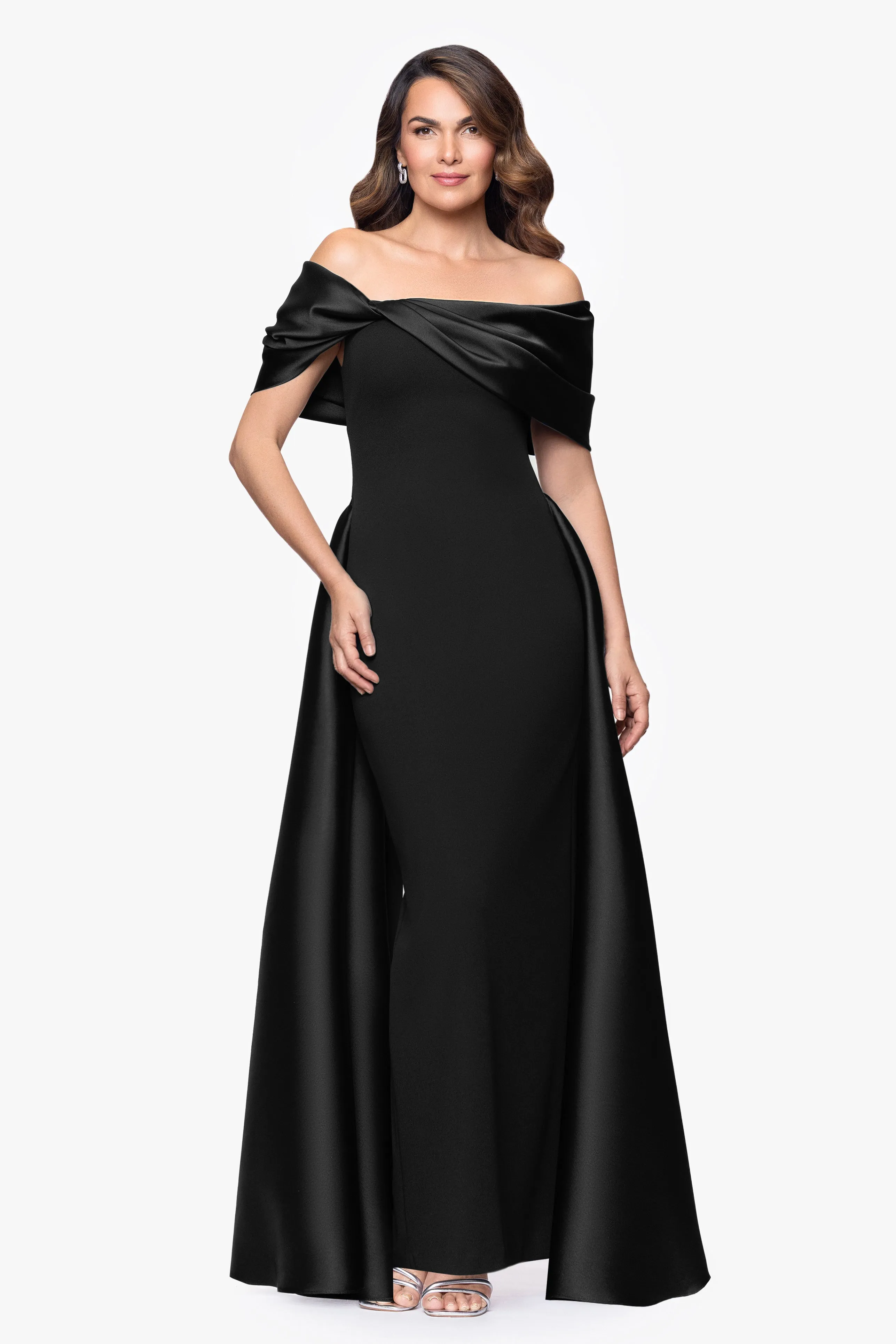 "Kendall" Scuba Crepe and Mikado Twist Floor Length Dress sold by Betsy & Adam product image thumbnail 5