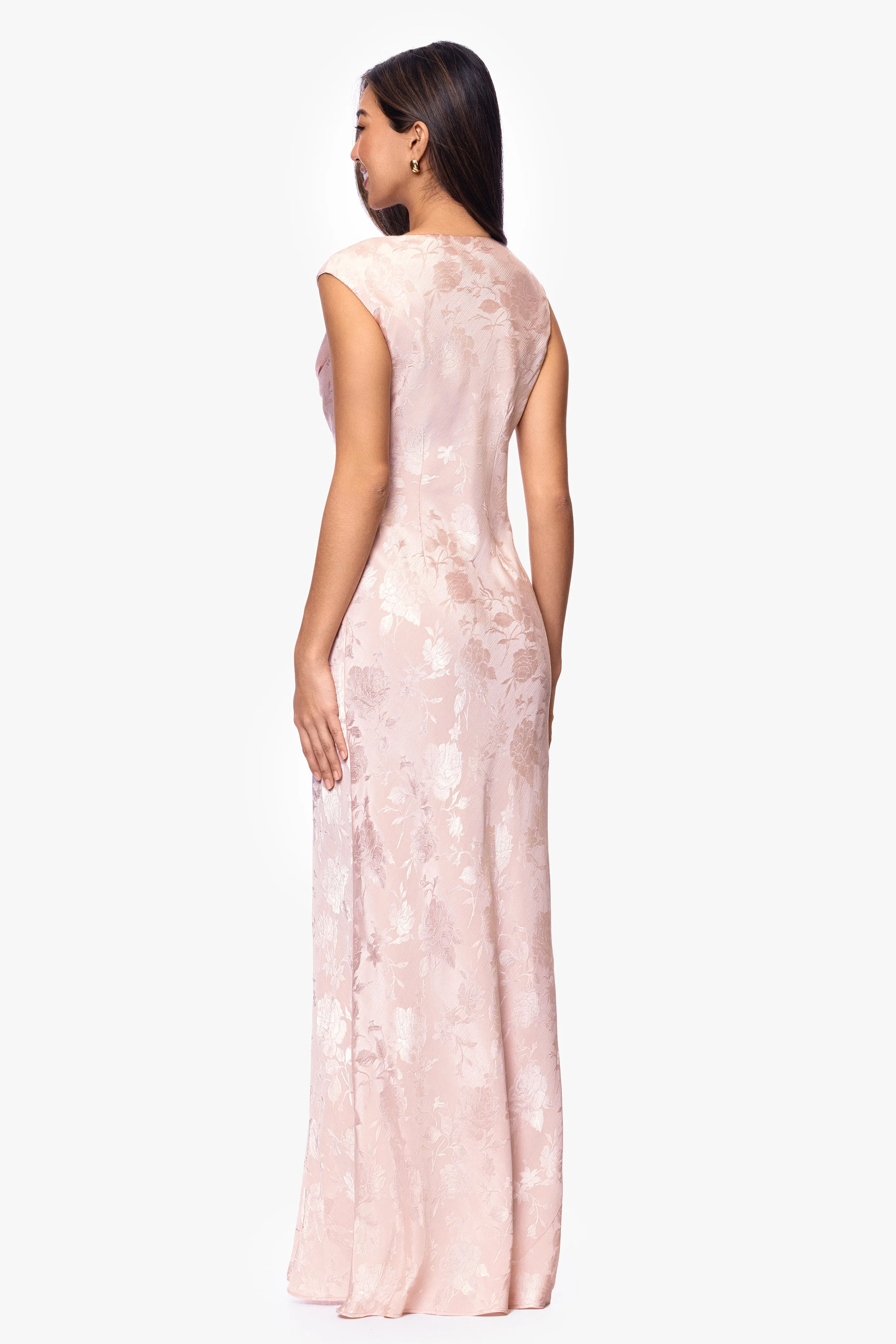 "Kayley" Jacquard Cowl Neck Floor Length Dress sold by Betsy & Adam product image thumbnail 4