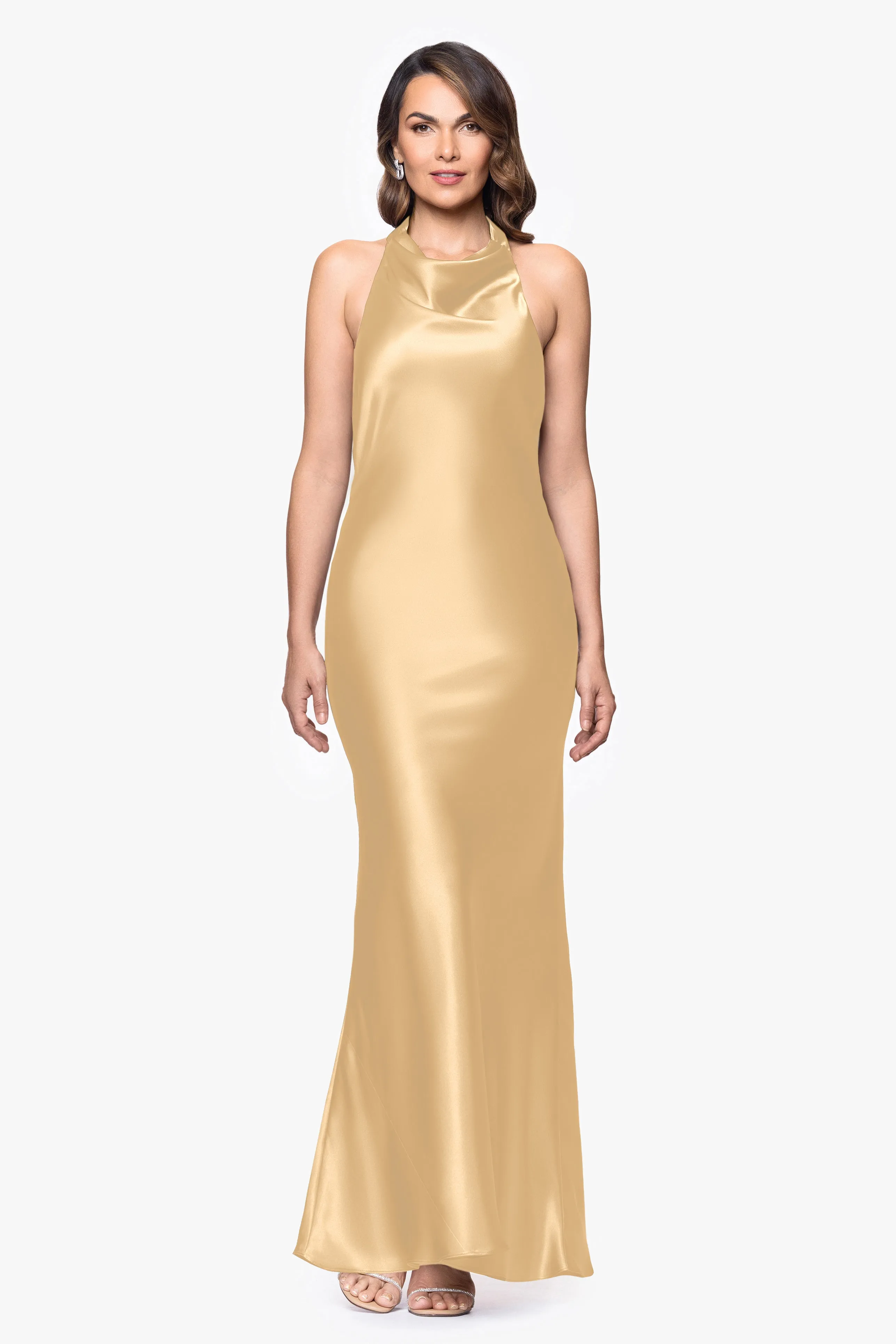 "Shannon" Halter Necktie Floor Length Dress sold by Betsy & Adam