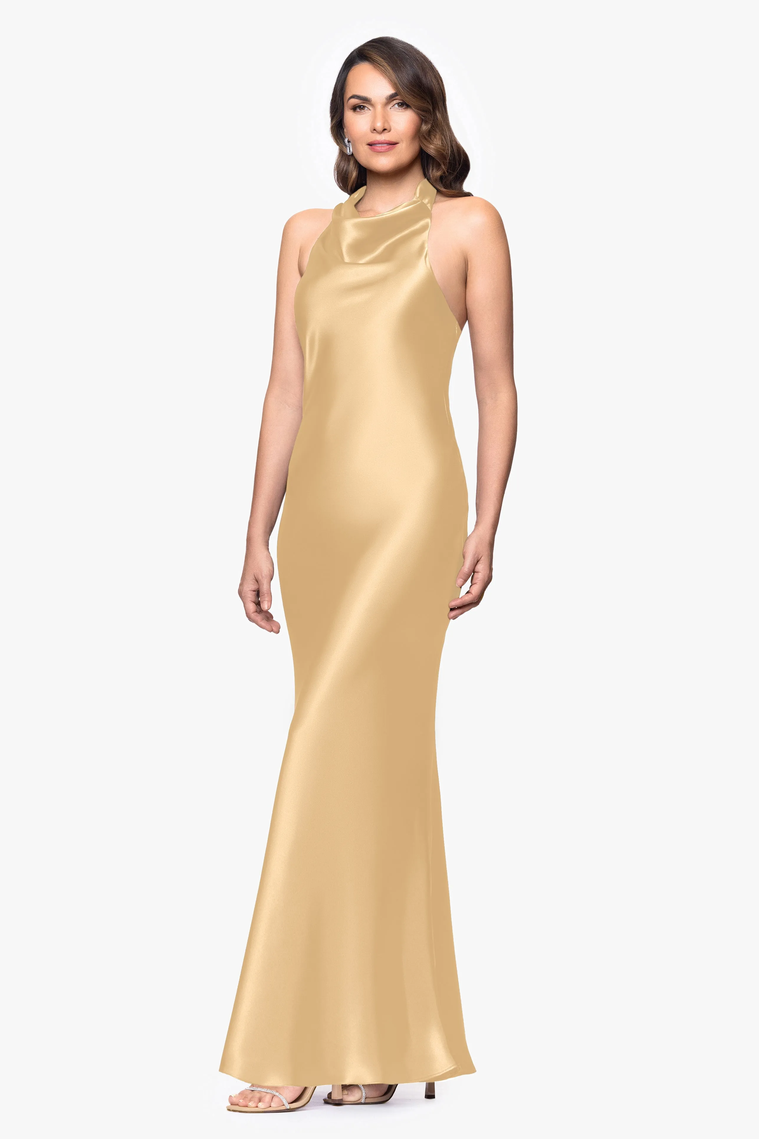 "Shannon" Halter Necktie Floor Length Dress sold by Betsy & Adam product image thumbnail 4