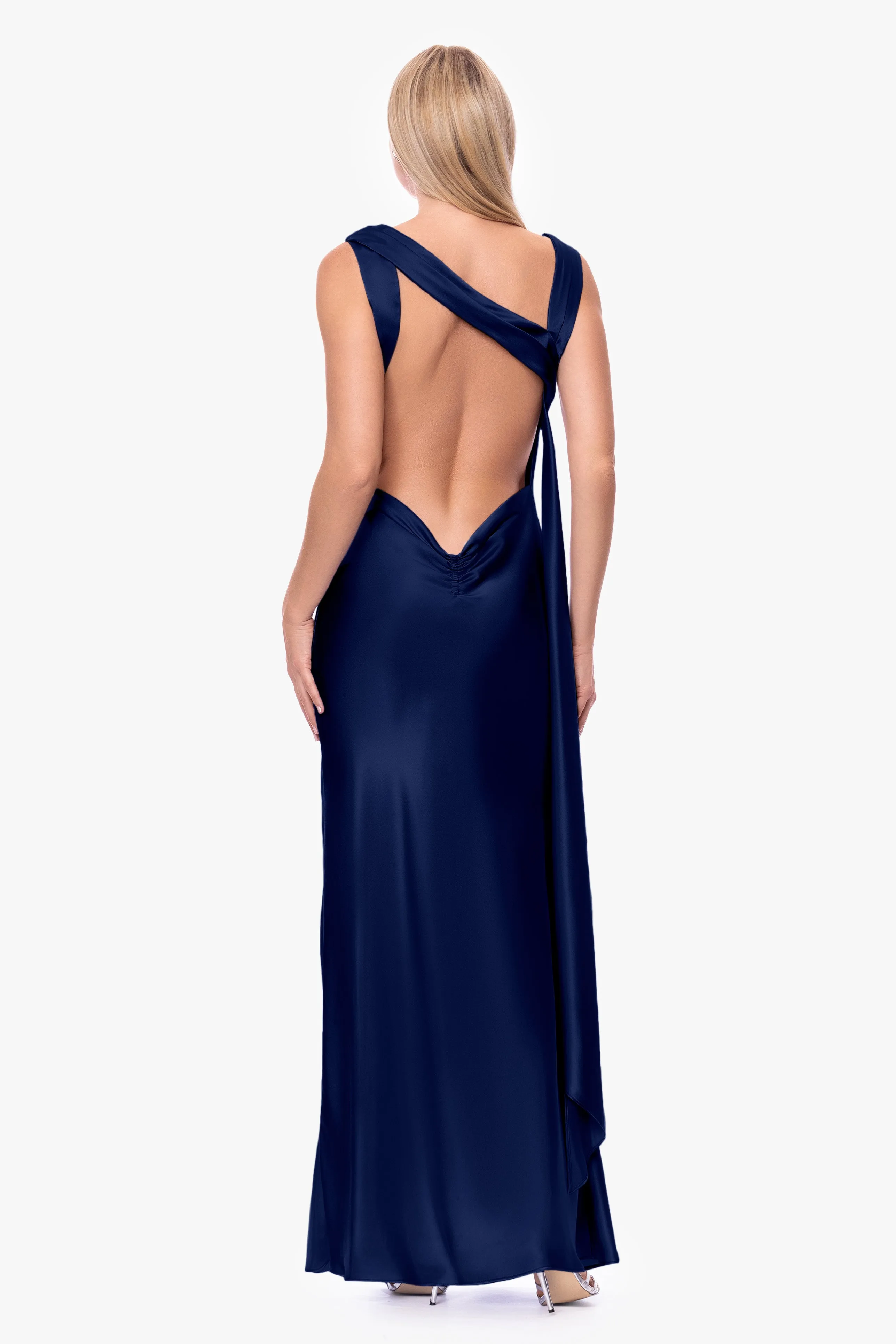 "Amora" Satin Backless Floor Length Dress sold by Betsy & Adam product image thumbnail 3