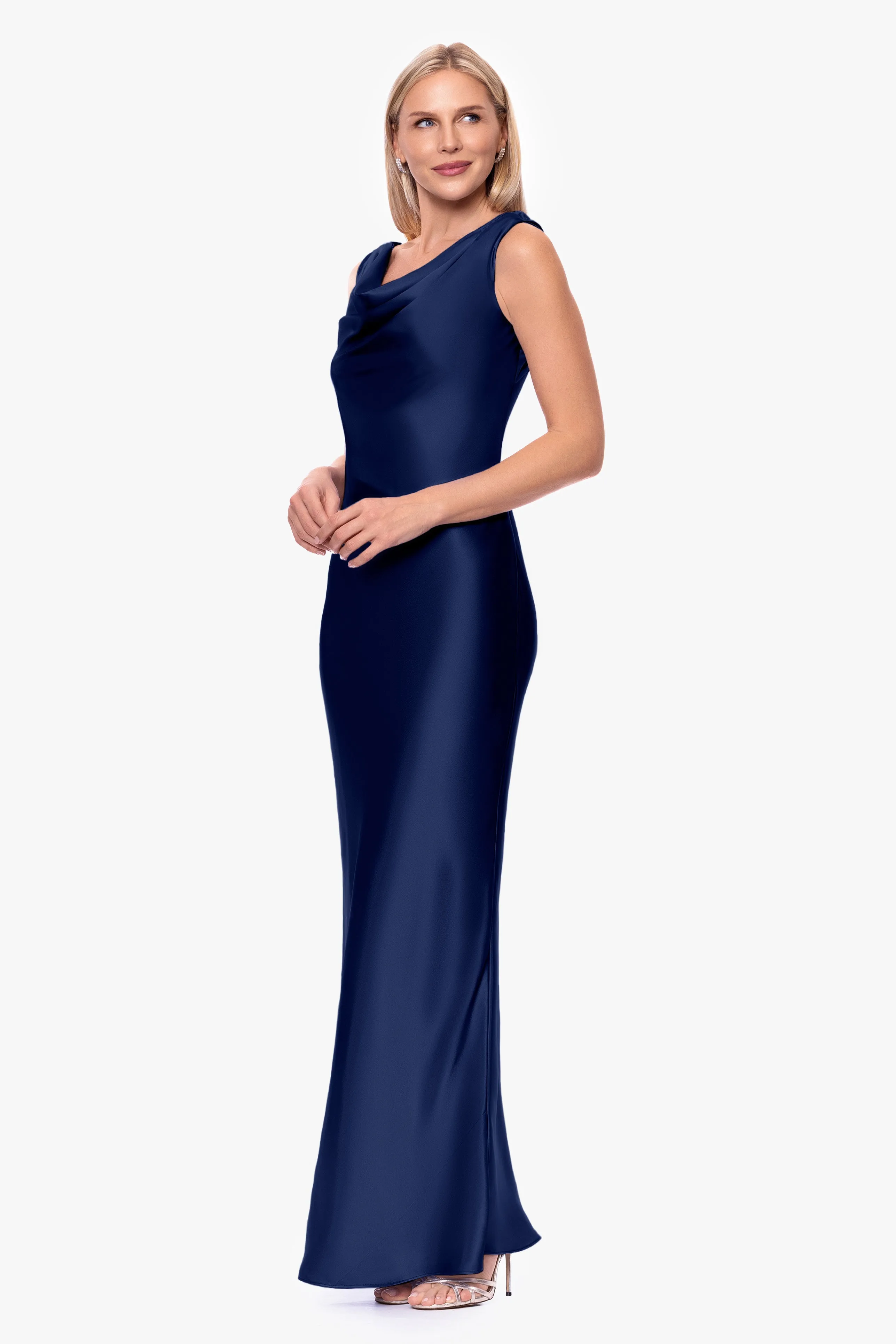 "Amora" Satin Backless Floor Length Dress sold by Betsy & Adam product image thumbnail 4