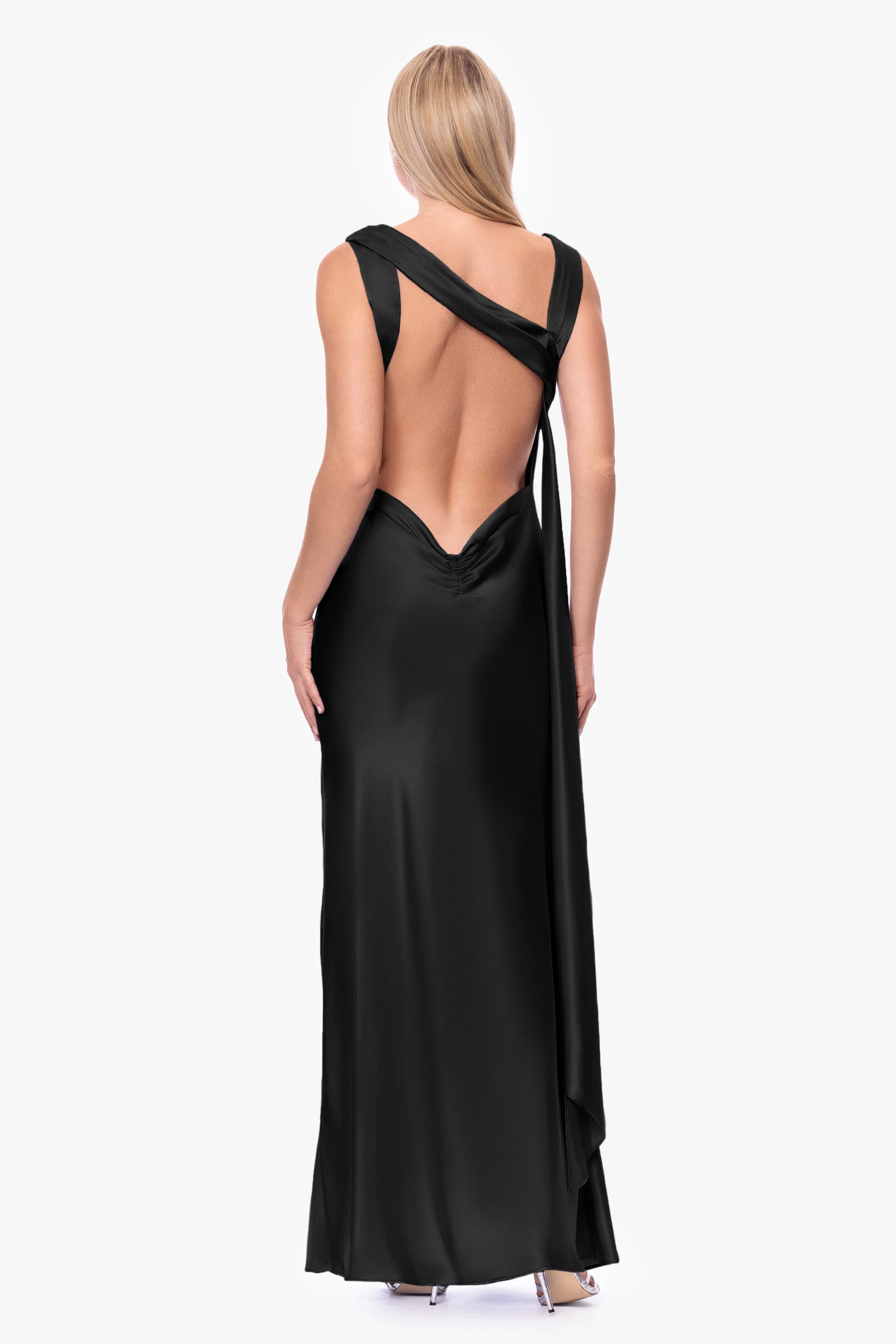 "Amora" Satin Backless Floor Length Dress sold by Betsy & Adam product image thumbnail 3