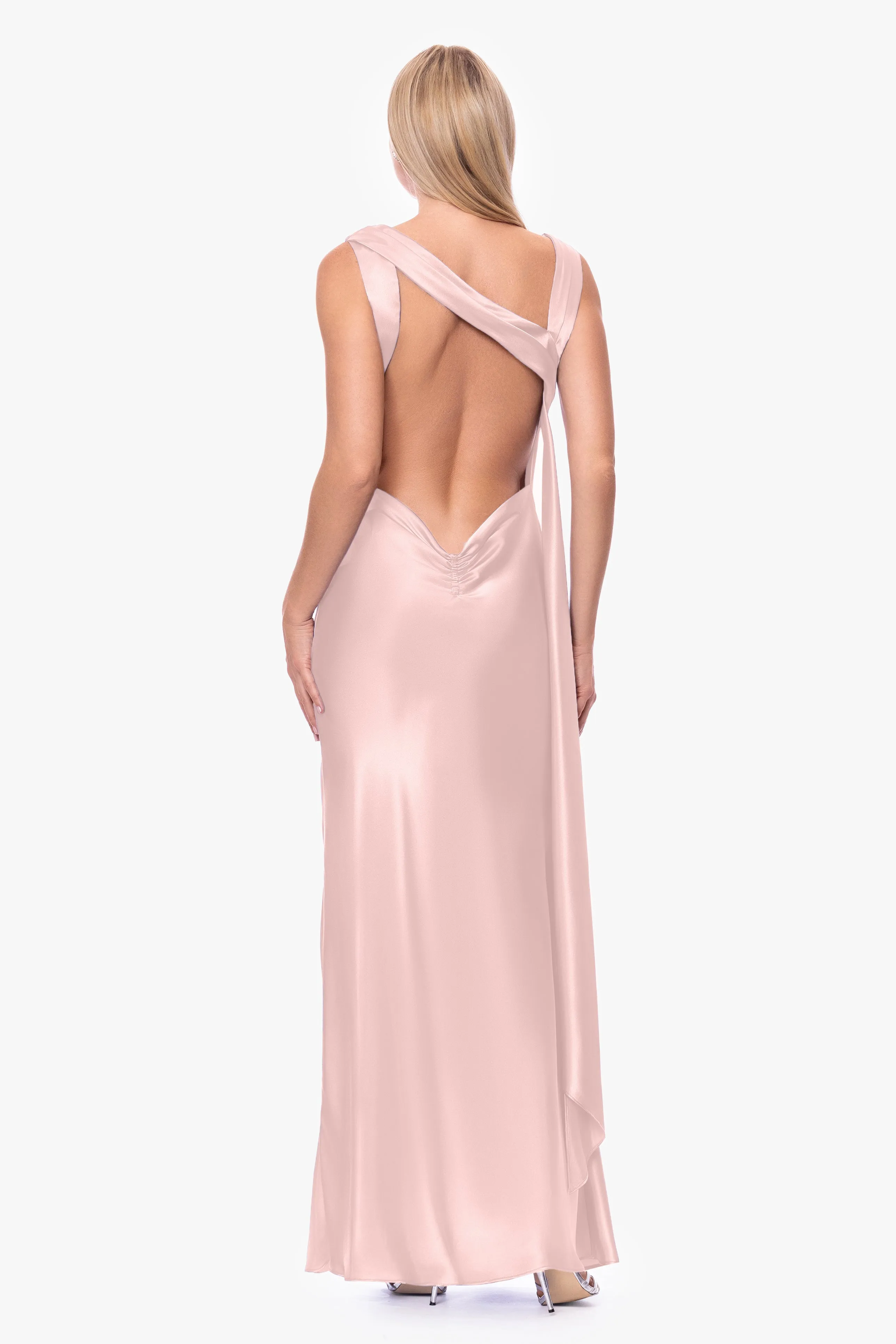 "Amora" Satin Backless Floor Length Dress sold by Betsy & Adam product image thumbnail 3