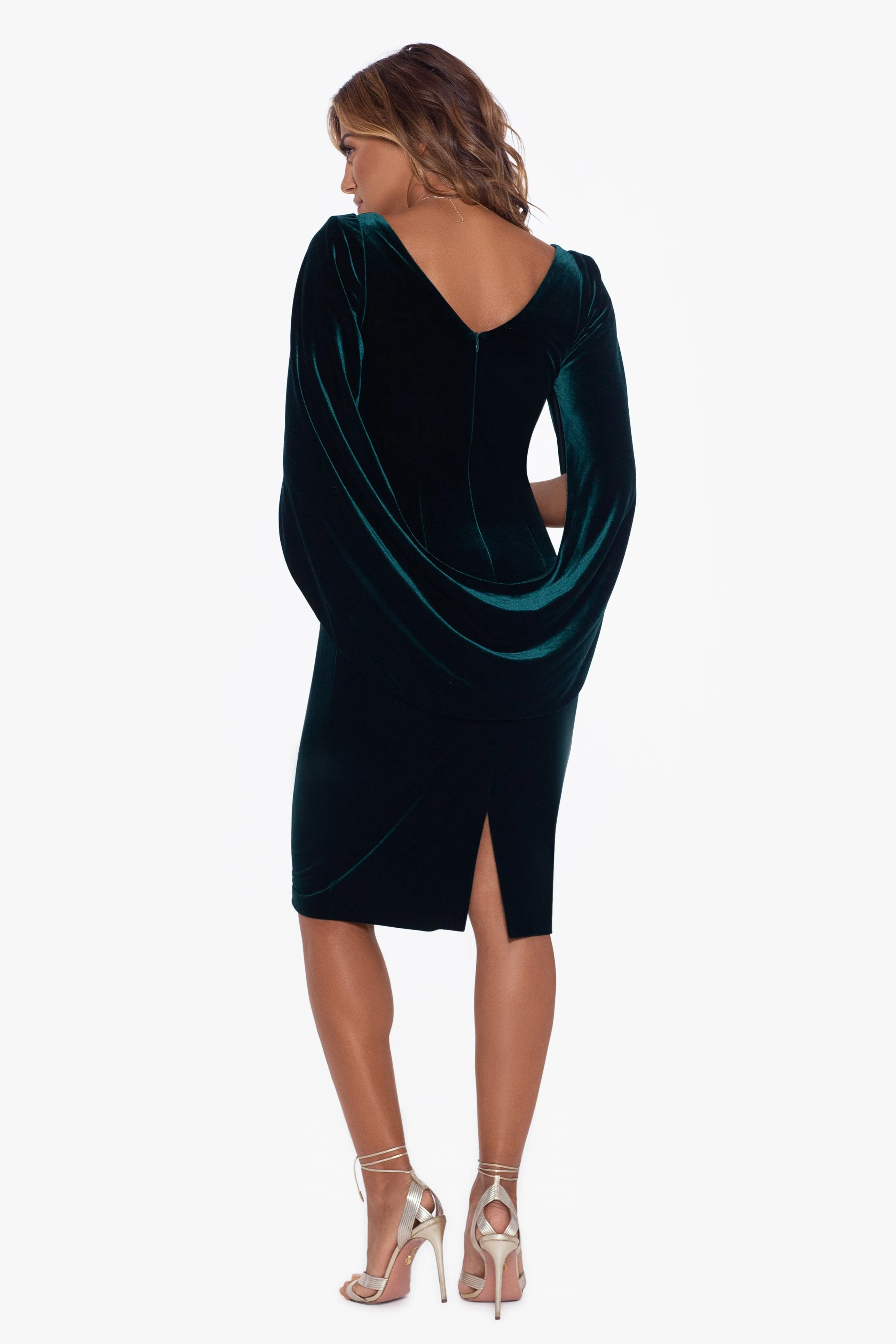 "Kinsley" Short Velvet Drape Back Dress sold by Betsy & Adam product image thumbnail 2