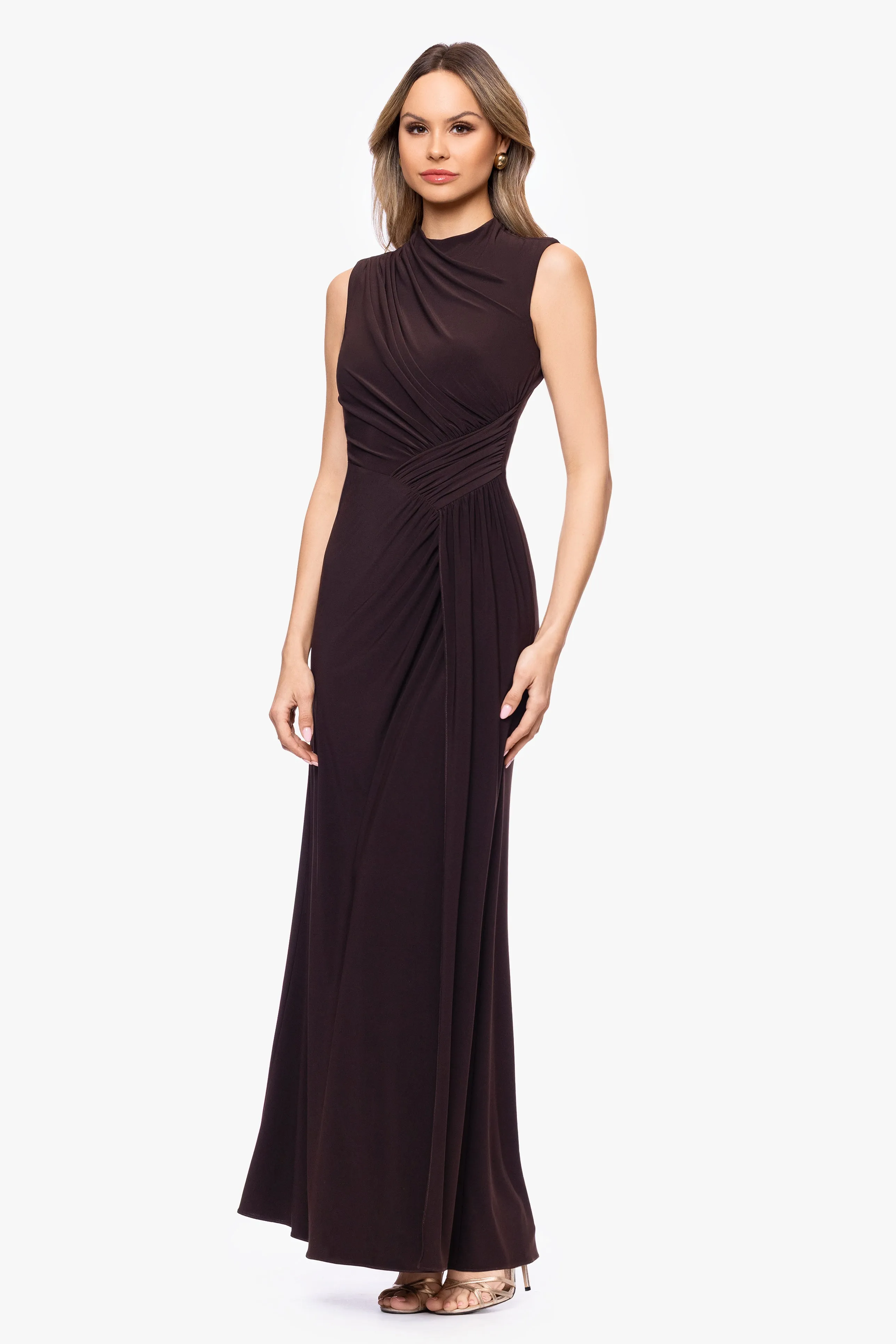 "Perry" Jersey Knit Rouched Floor Length Dress sold by Betsy & Adam product image thumbnail 4