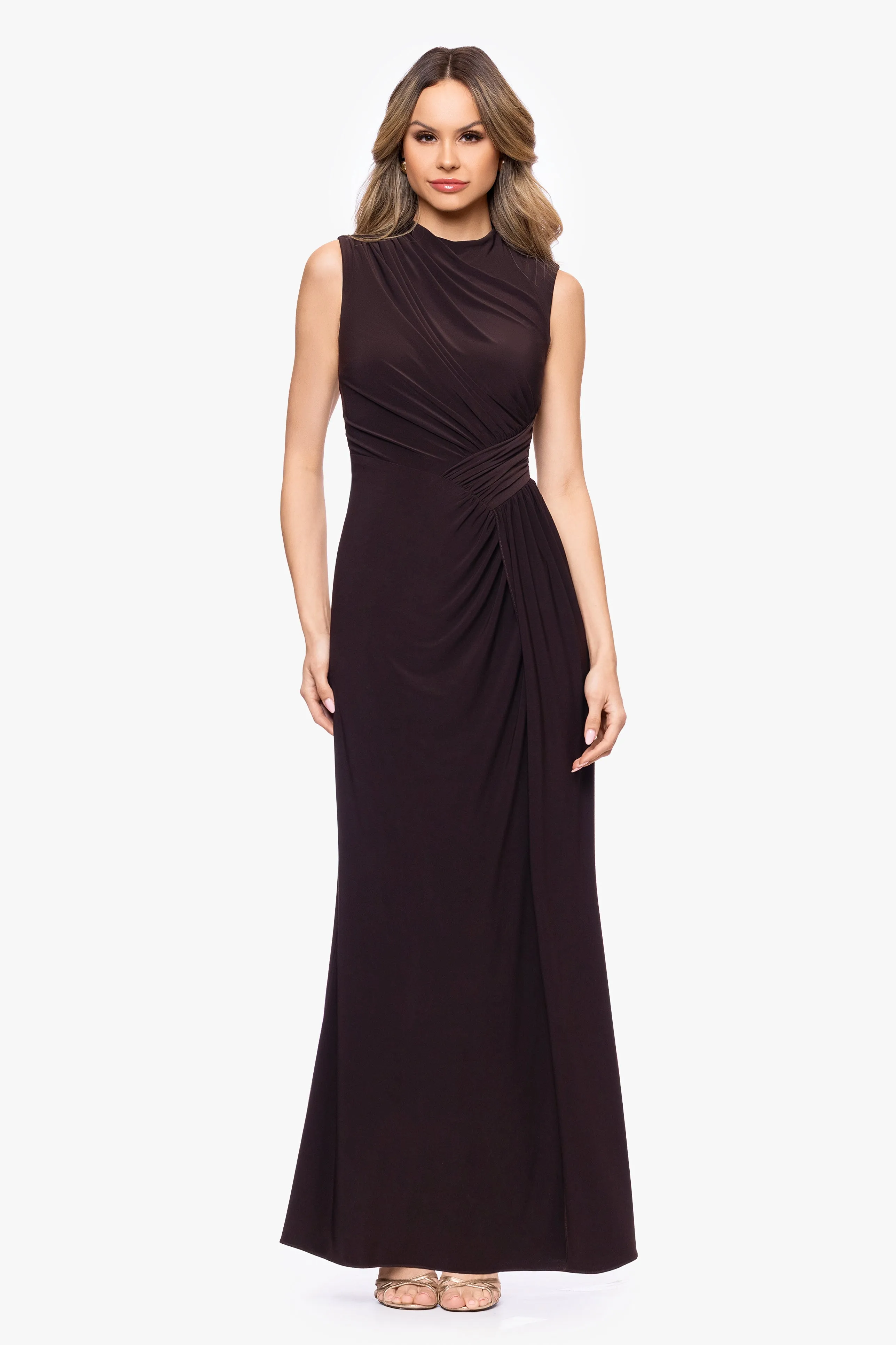 "Perry" Jersey Knit Rouched Floor Length Dress sold by Betsy & Adam