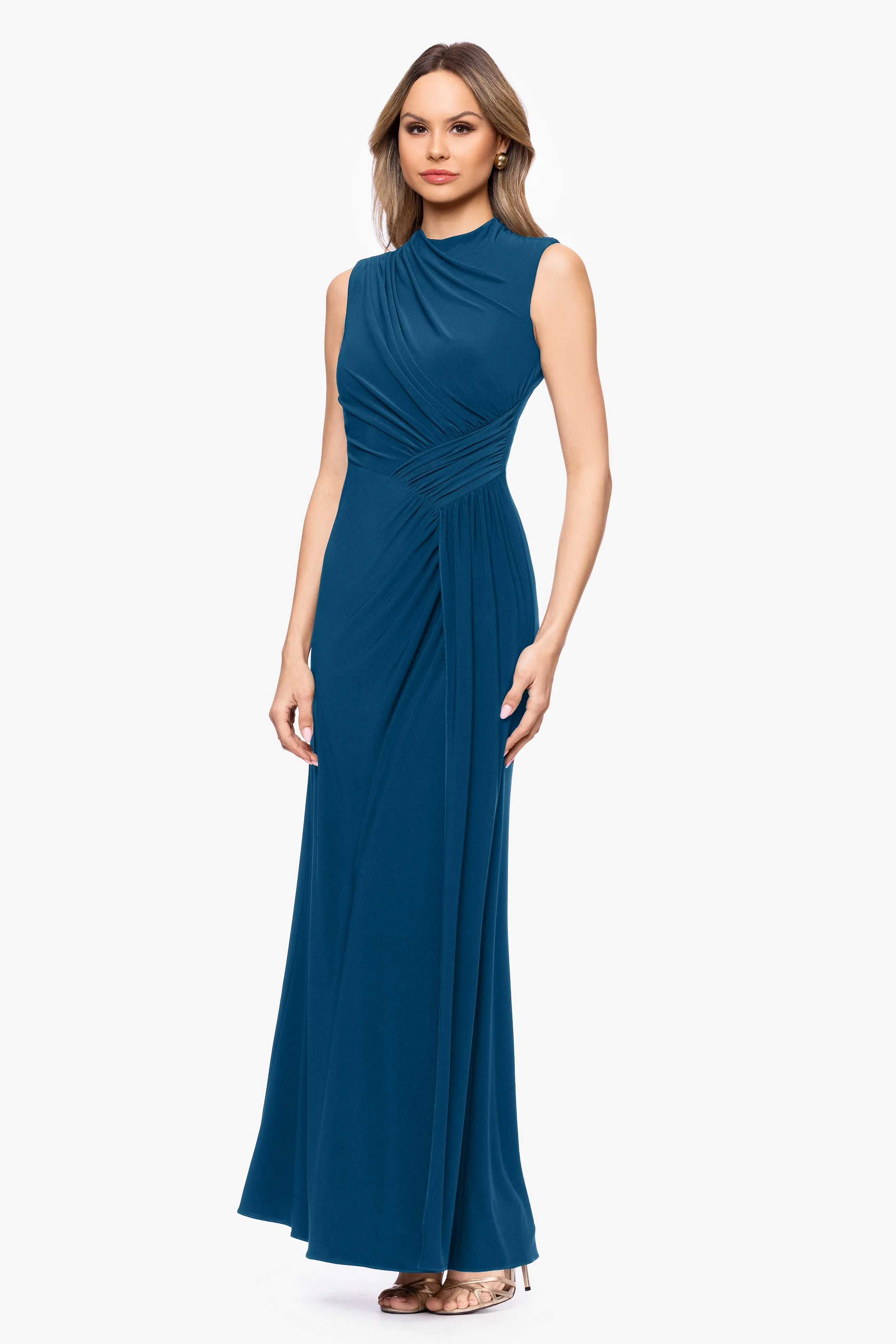 "Perry" Jersey Knit Rouched Floor Length Dress sold by Betsy & Adam product image thumbnail 4