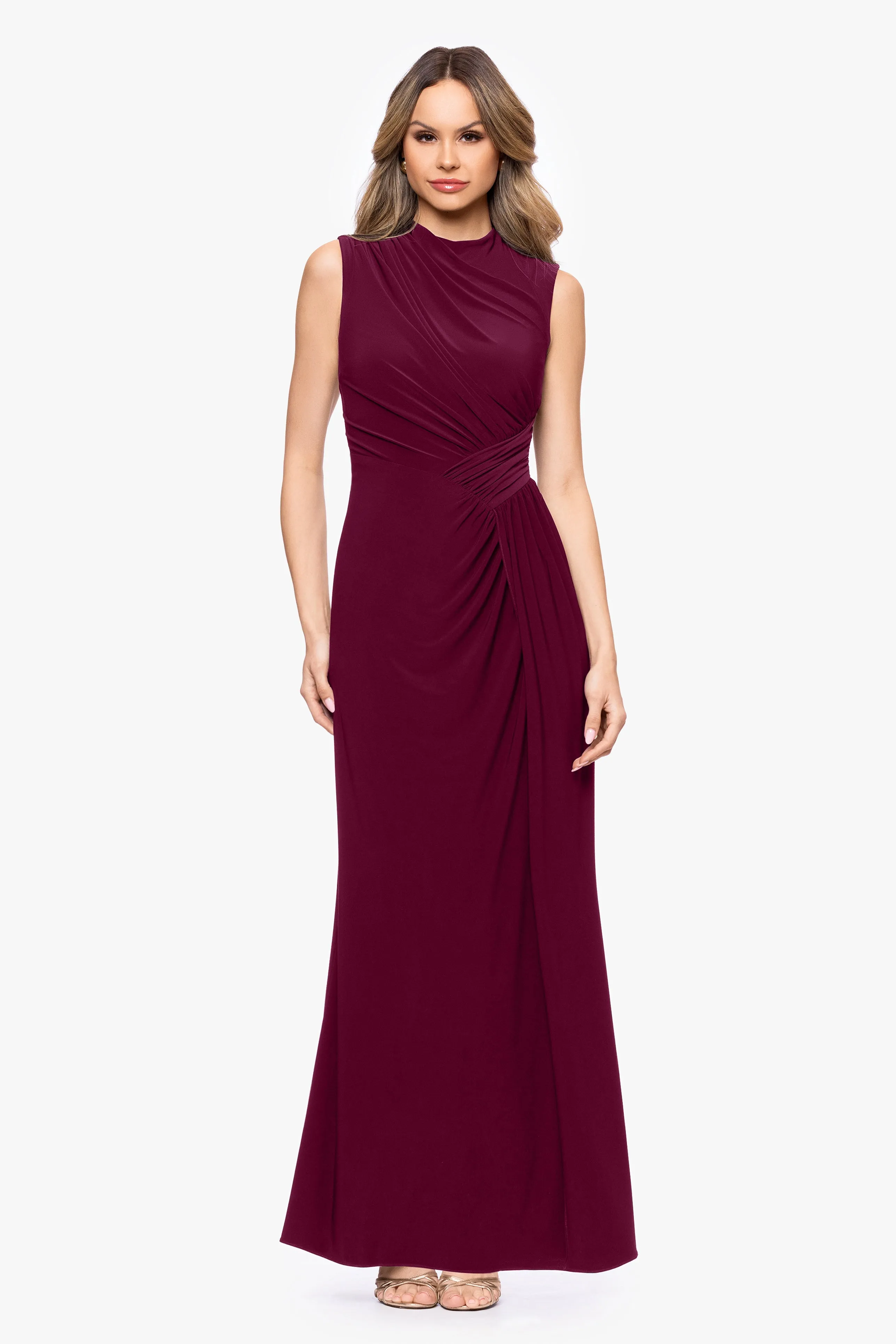"Perry" Jersey Knit Rouched Floor Length Dress sold by Betsy & Adam