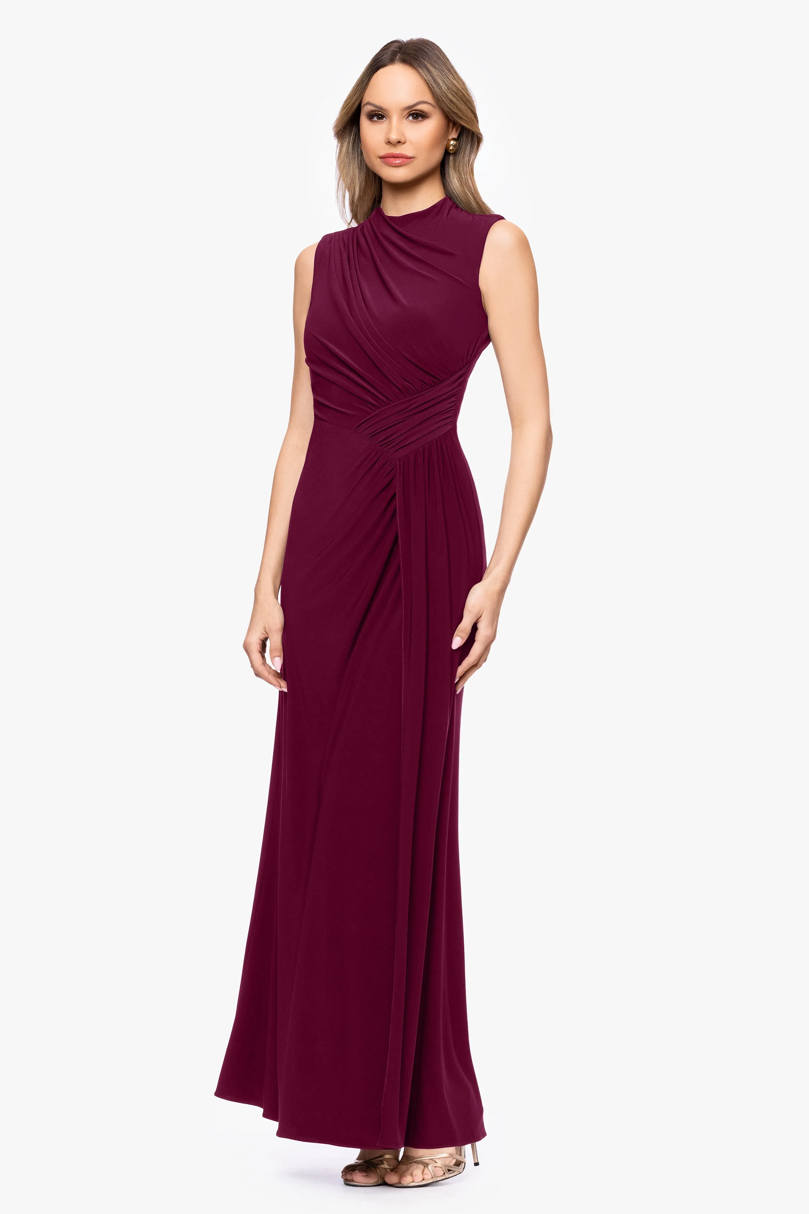 "Perry" Jersey Knit Rouched Floor Length Dress sold by Betsy & Adam product image thumbnail 4