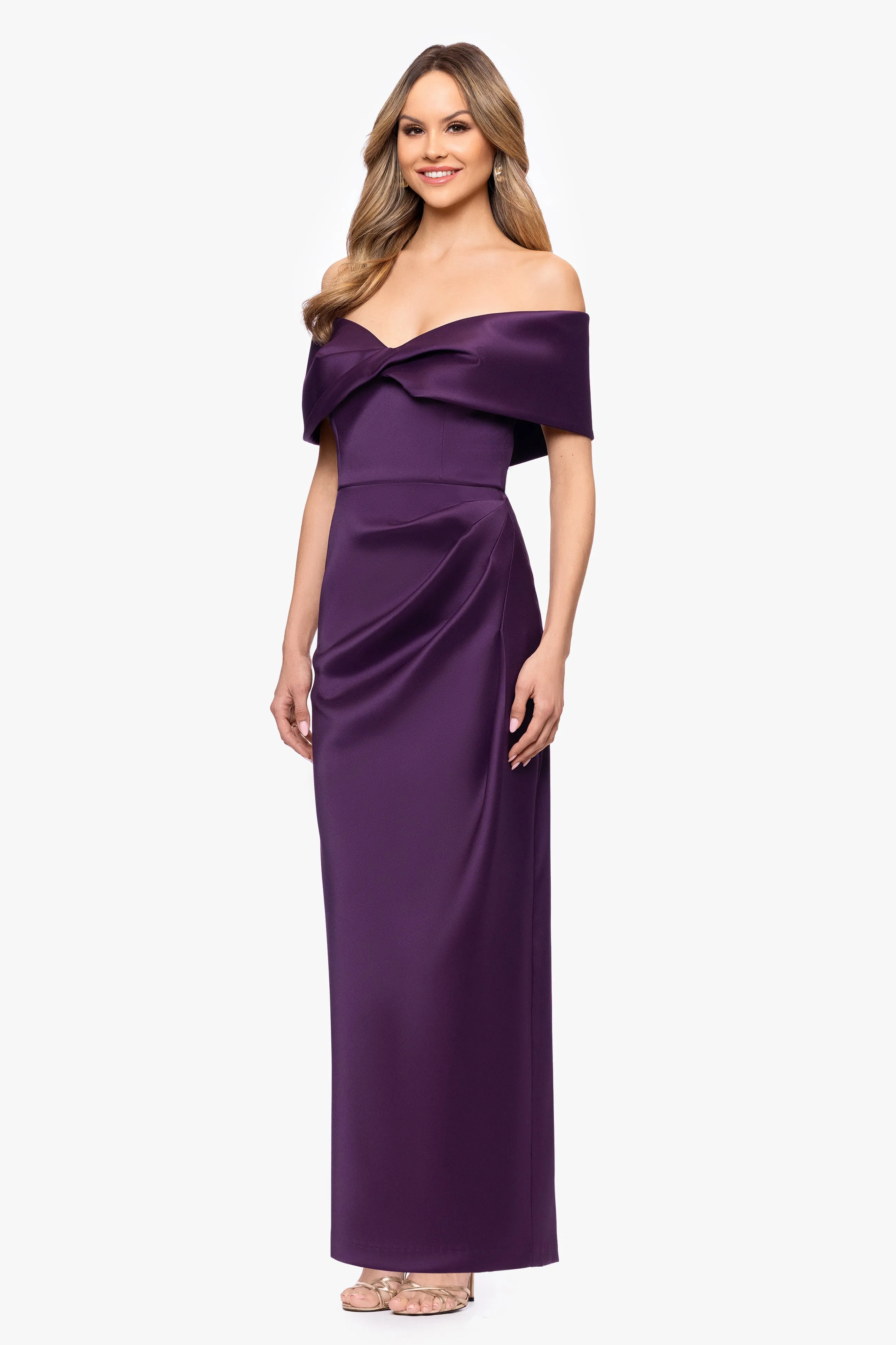 "Juliet" Mikado Off The Shoulder Floor Length Dress sold by Betsy & Adam product image thumbnail 4