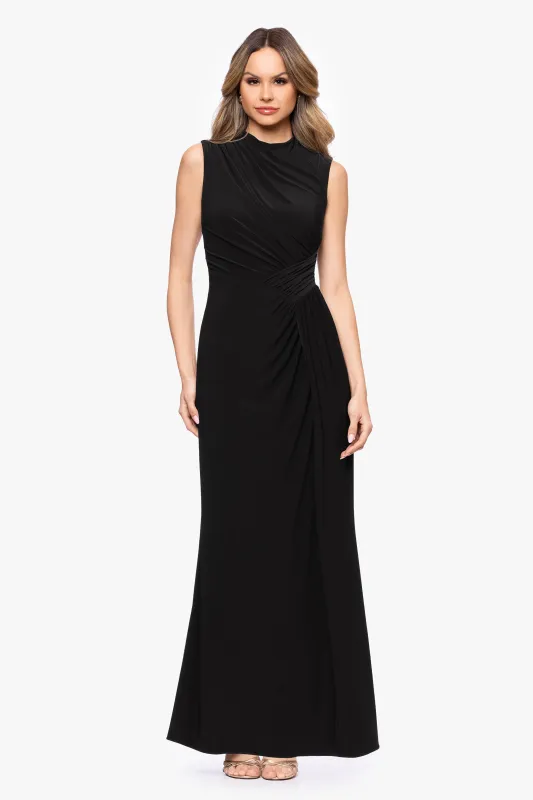 "Perry" Jersey Knit Rouched Floor Length Dress sold by Betsy & Adam