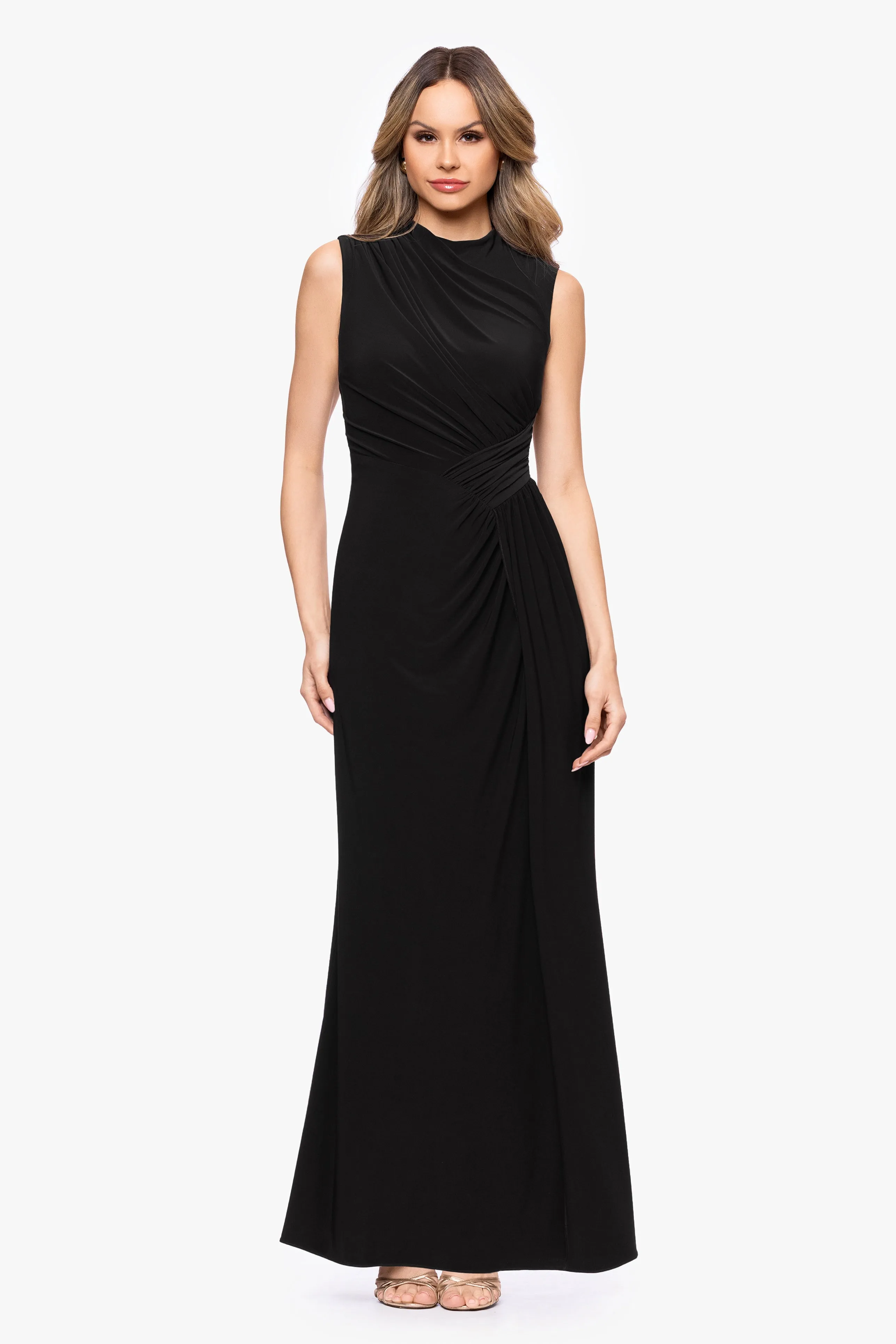 "Perry" Jersey Knit Rouched Floor Length Dress sold by Betsy & Adam