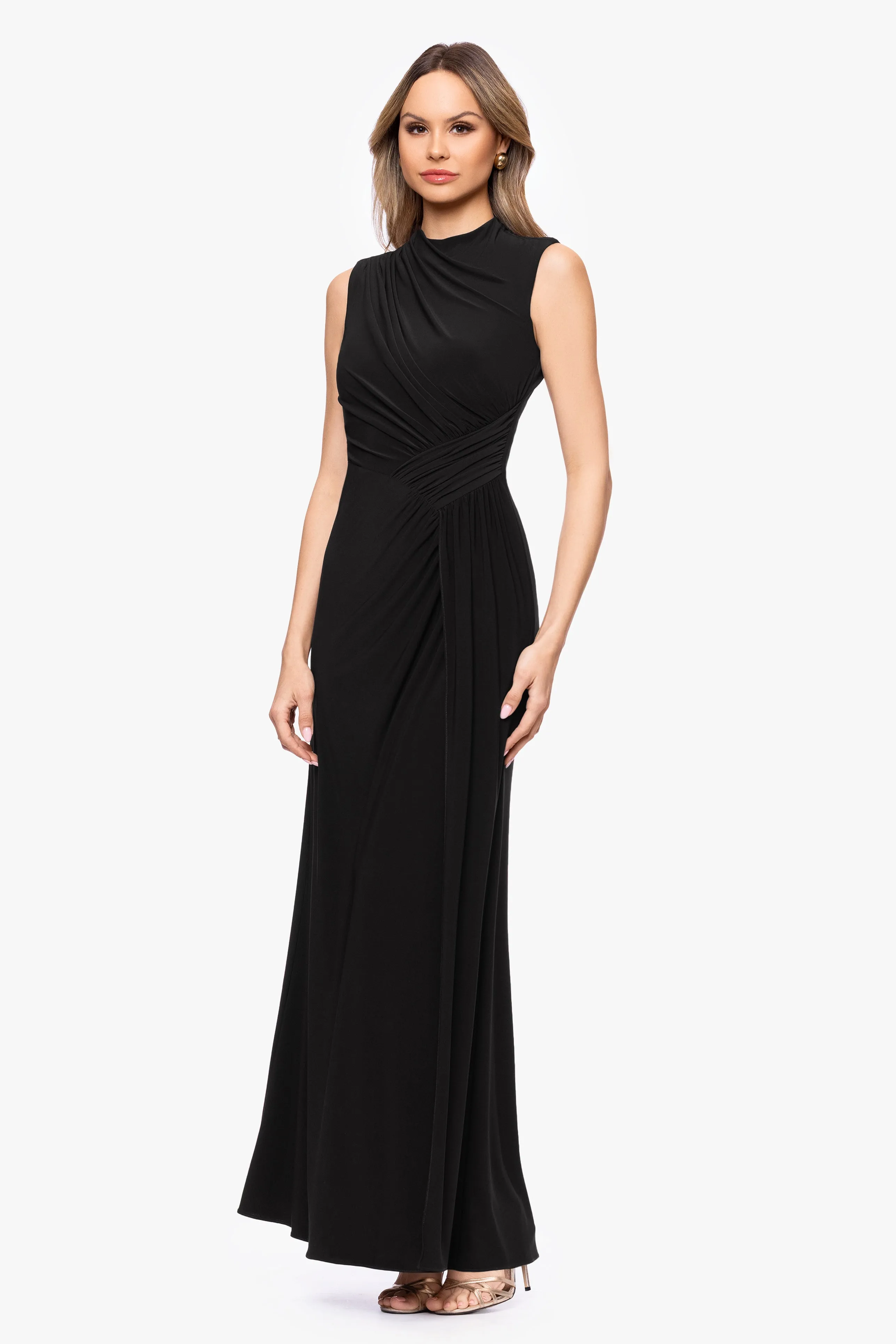 "Perry" Jersey Knit Rouched Floor Length Dress sold by Betsy & Adam product image thumbnail 4