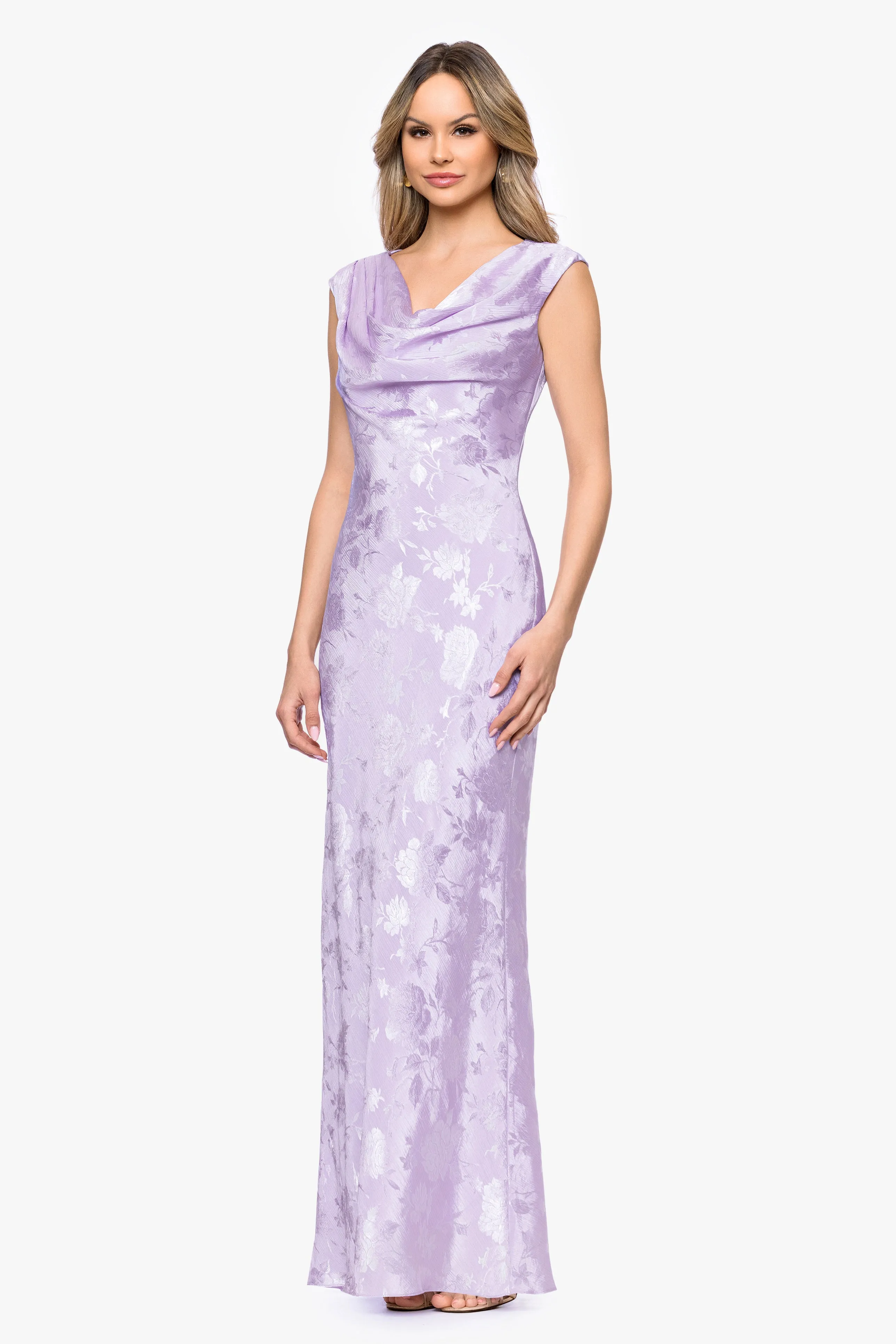 "Kayley" Jacquard Cowl Neck Floor Length Dress sold by Betsy & Adam product image thumbnail 4