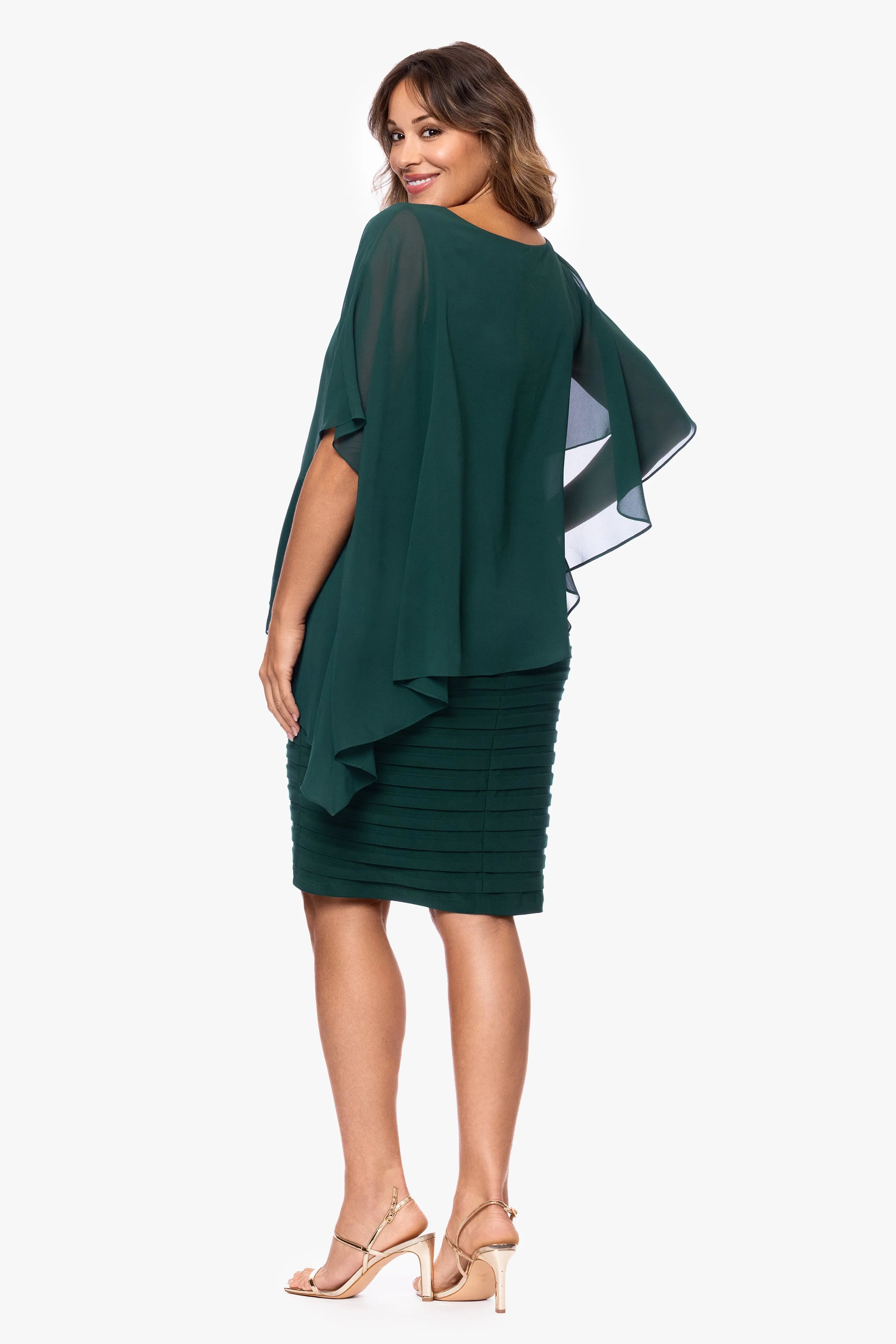 Plus "Charlotte" Short Chiffon Cape Scuba Crepe Shutter Dress sold by Betsy & Adam product image thumbnail 3