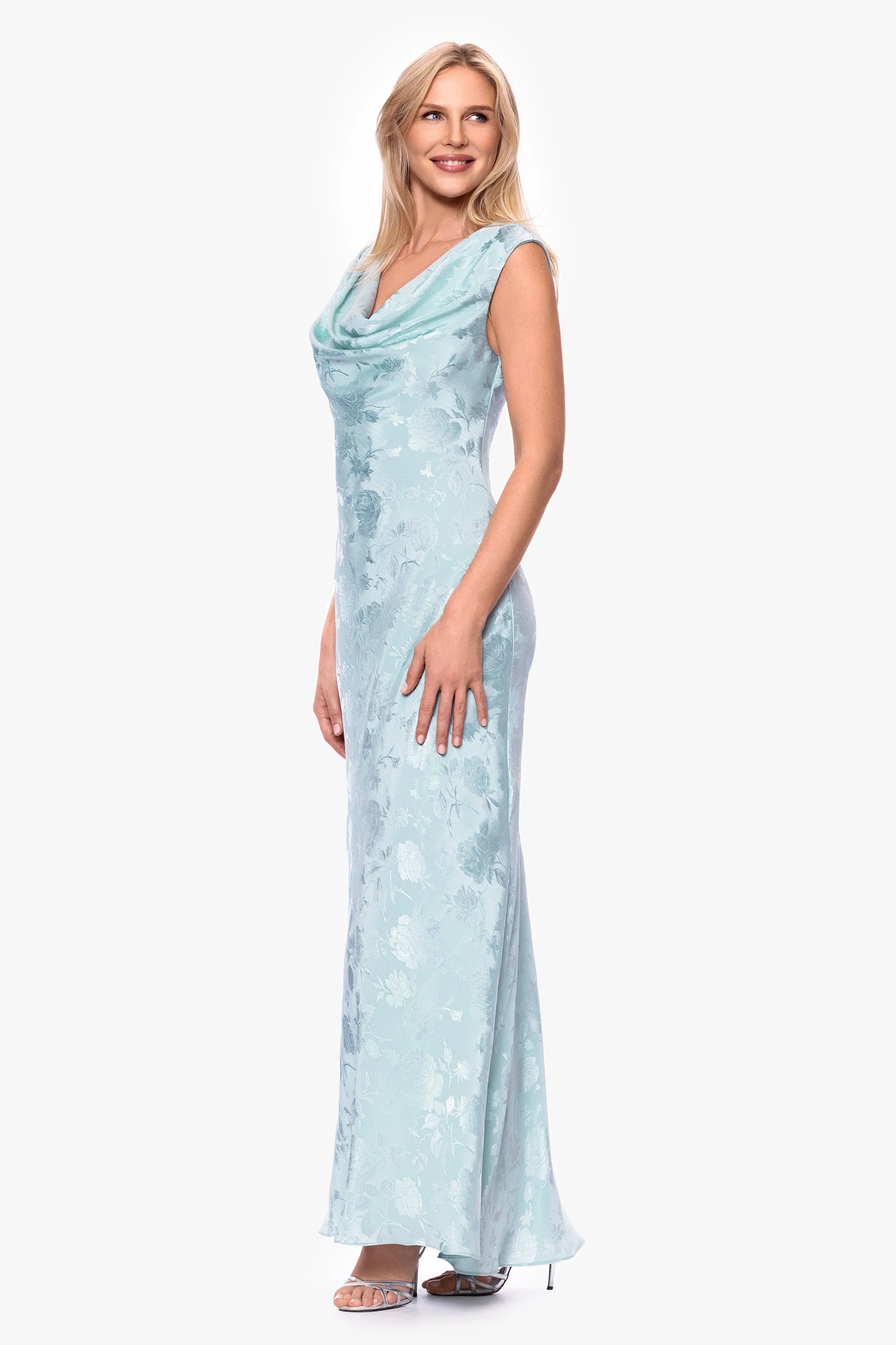 "Kayley" Jacquard Cowl Neck Floor Length Dress sold by Betsy & Adam product image thumbnail 4