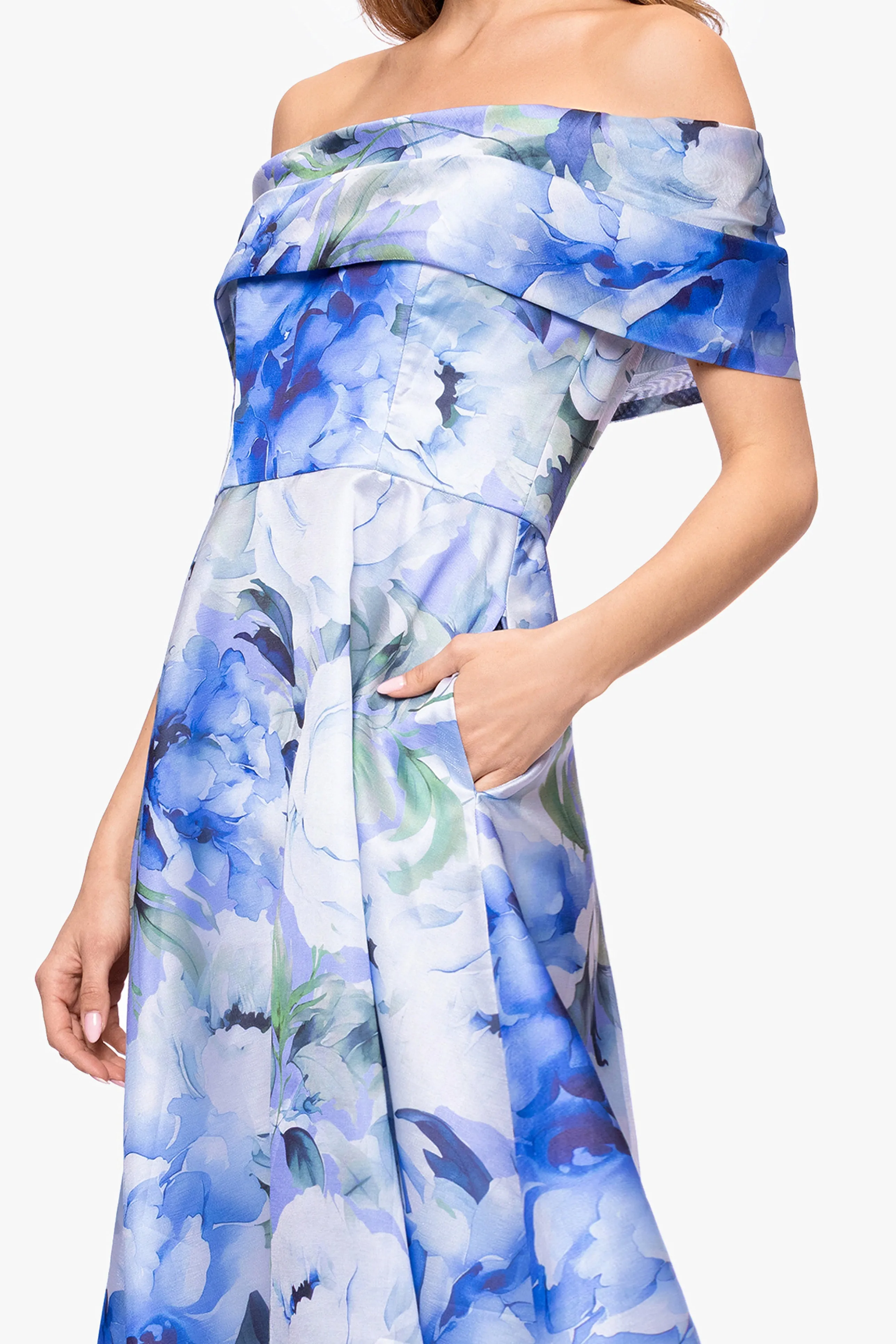 "Alexis" Organza Off The Shoulder Floral Midi Dress sold by Betsy & Adam product image thumbnail 2