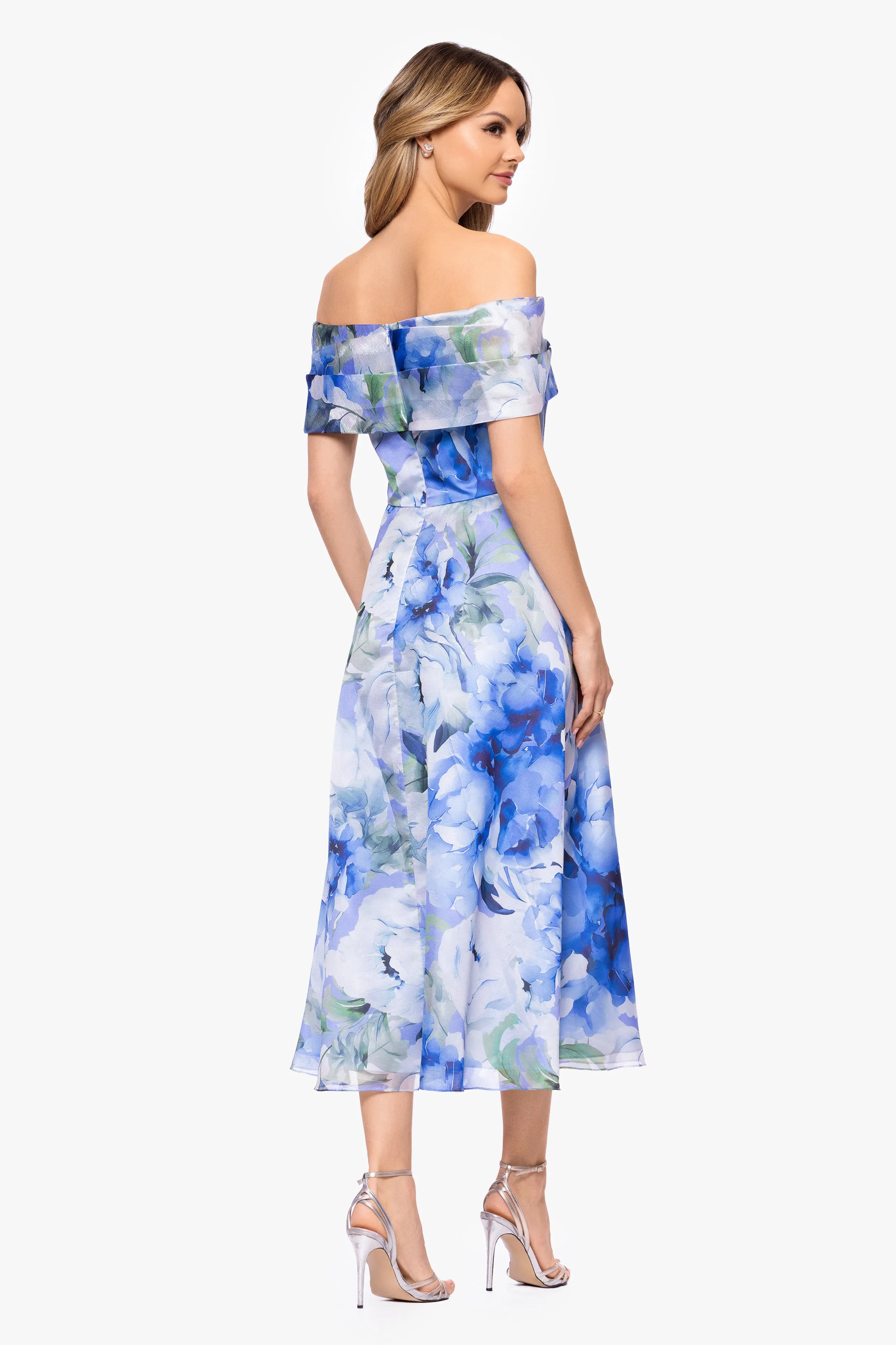 "Alexis" Organza Off The Shoulder Floral Midi Dress sold by Betsy & Adam product image thumbnail 3