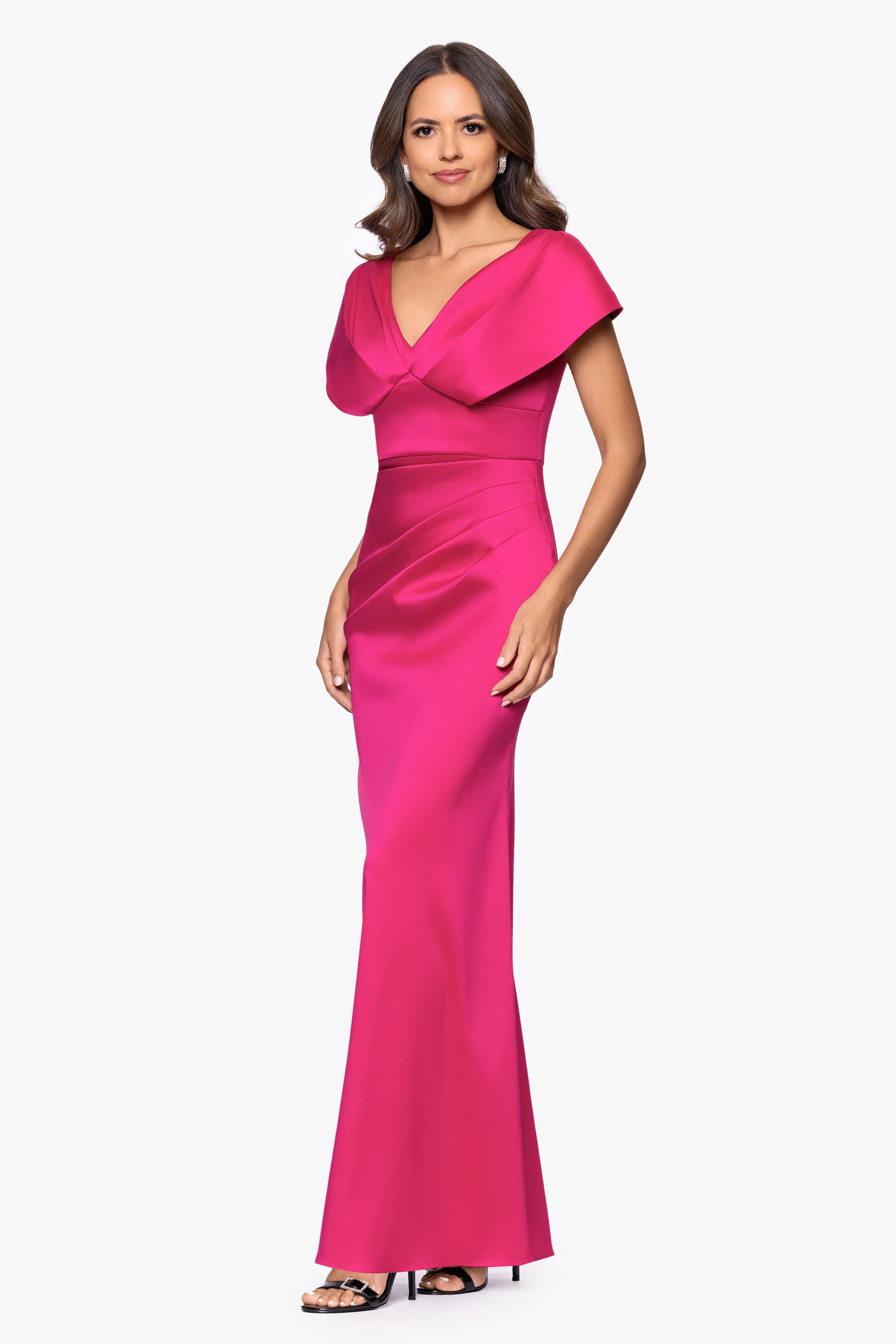 Petite "Rosa" Mikado V-Neck Floor Length Dress sold by Betsy & Adam product image thumbnail 5
