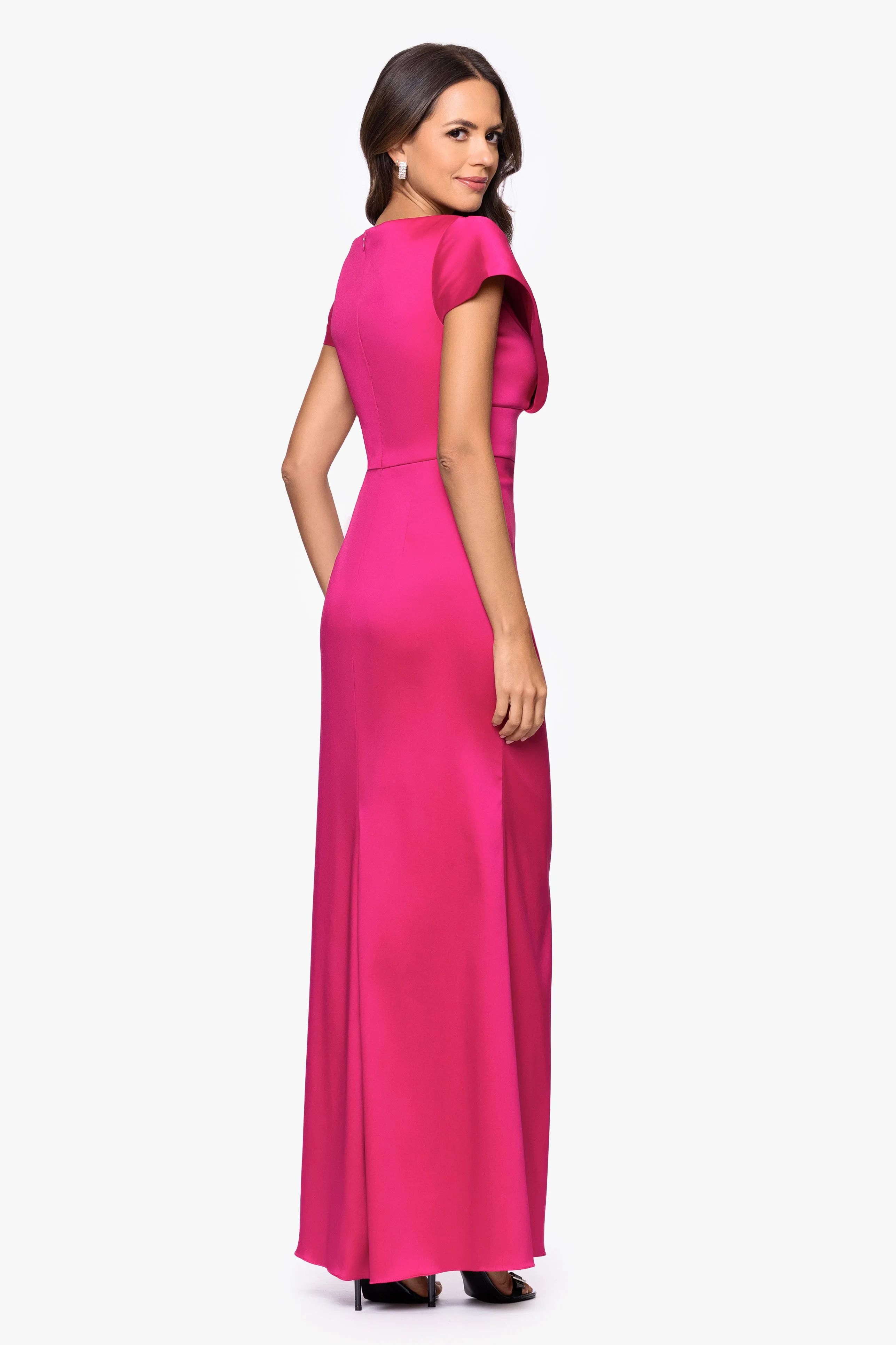 Petite "Rosa" Mikado V-Neck Floor Length Dress sold by Betsy & Adam product image thumbnail 3