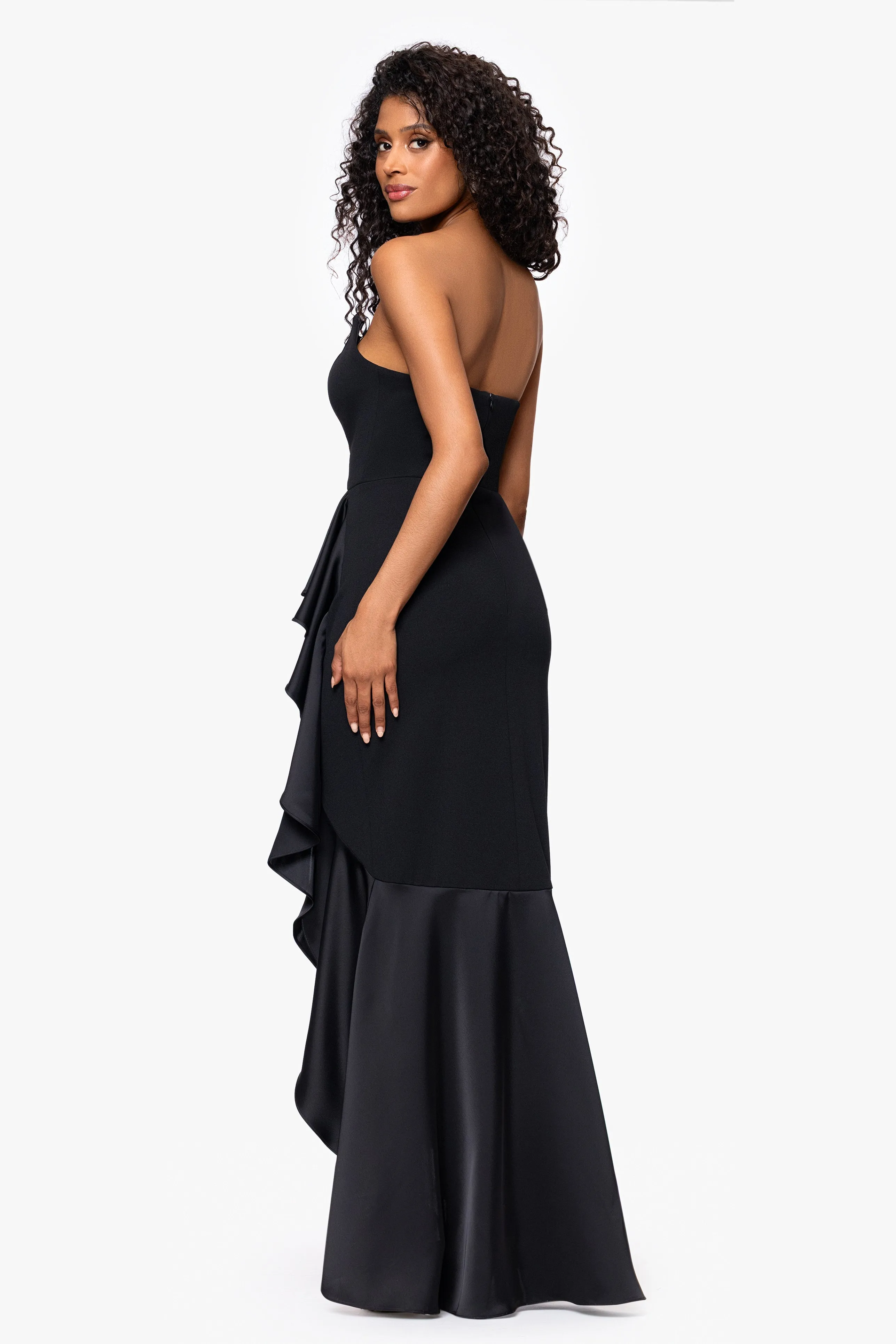 "Sierra" Scuba Crepe and Satin Strapless Floor Length Dress sold by Betsy & Adam product image thumbnail 3
