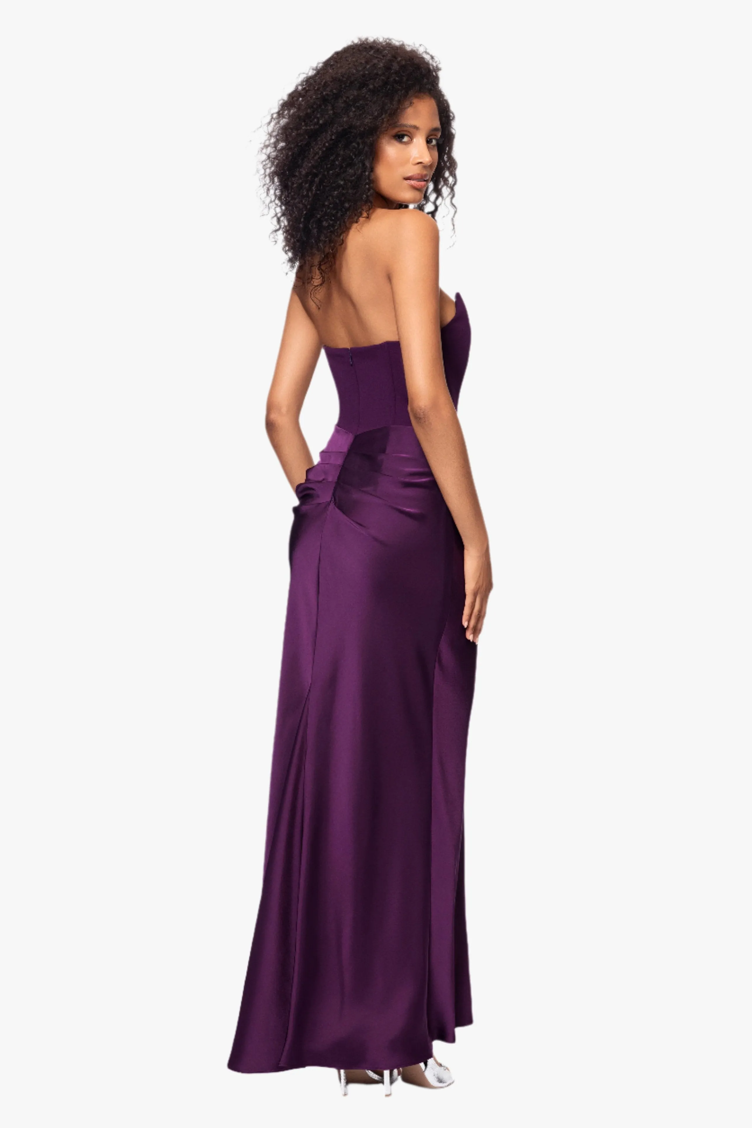 "Debra" Long Strapless Scuba Crepe and Satin Gown sold by Betsy & Adam product image thumbnail 4