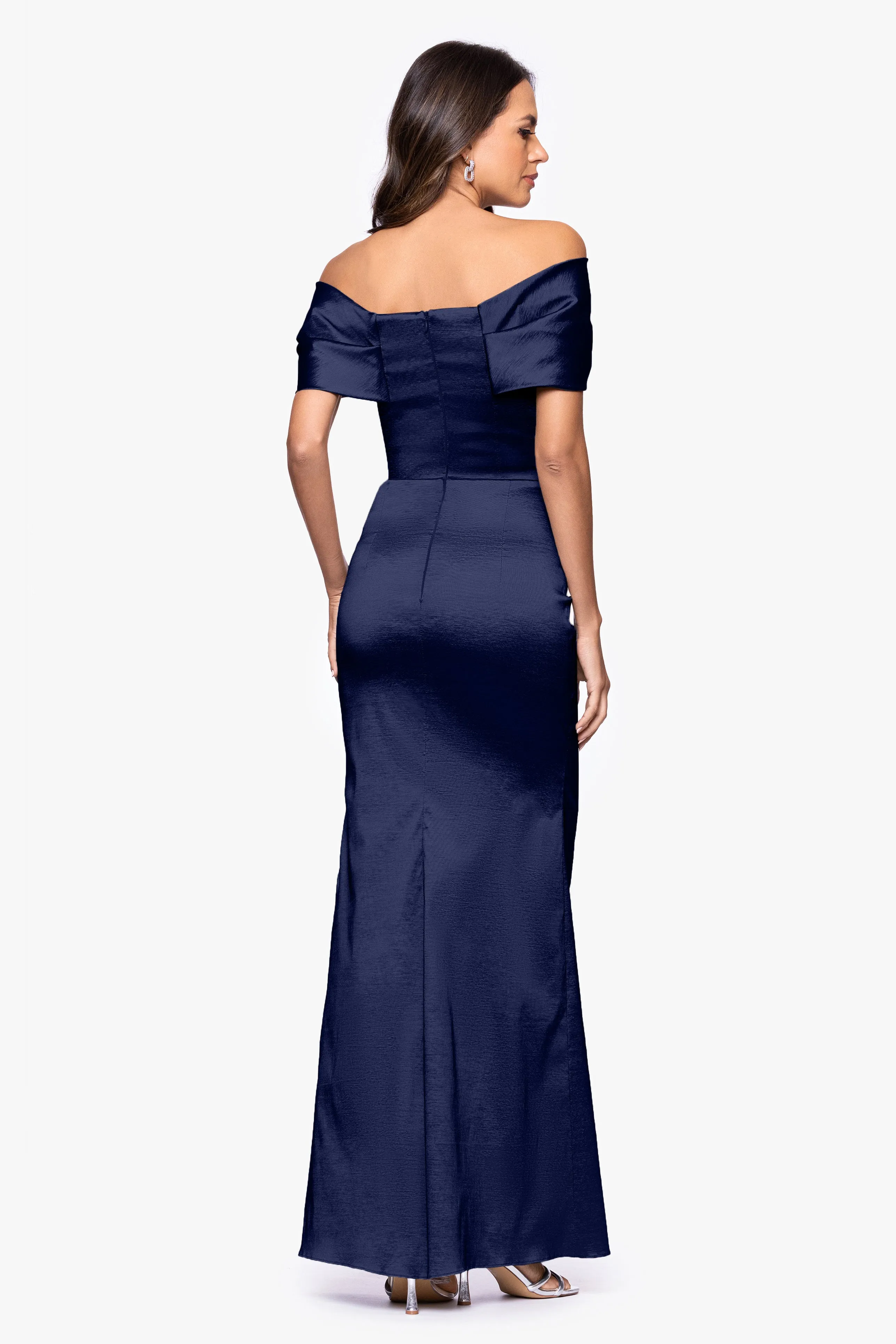 "Gia" Taffeta Twist Off the Shoulder Floor Length Dress sold by Betsy & Adam product image thumbnail 3