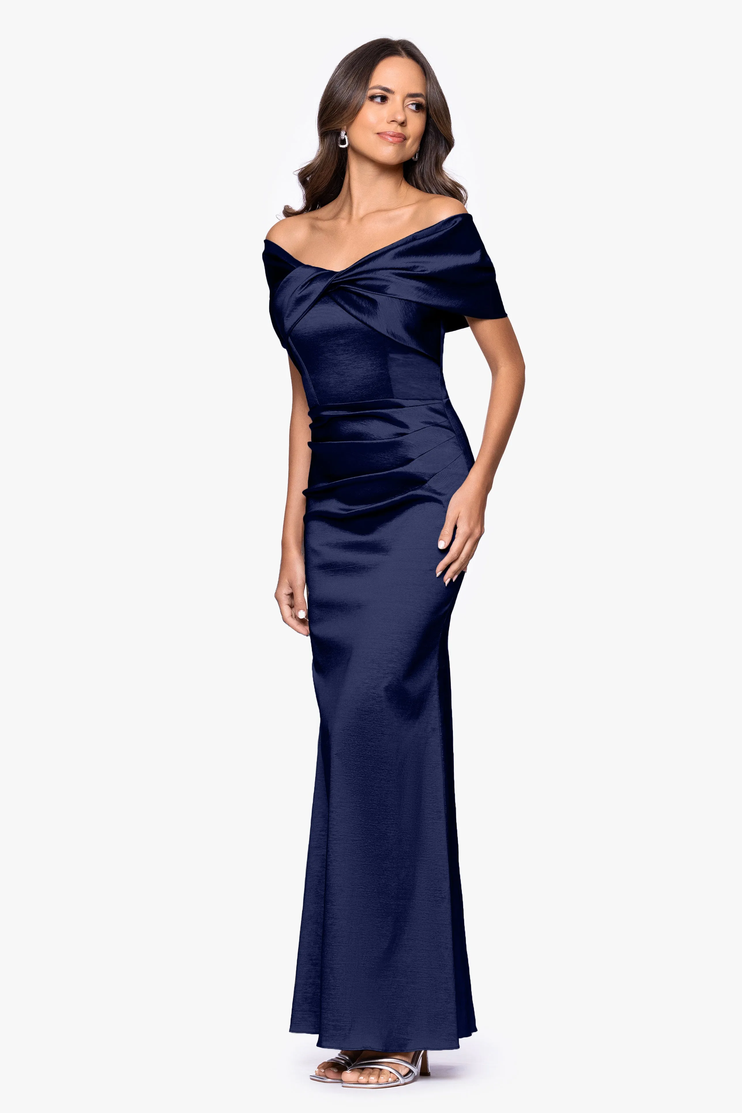 "Gia" Taffeta Twist Off the Shoulder Floor Length Dress sold by Betsy & Adam product image thumbnail 4