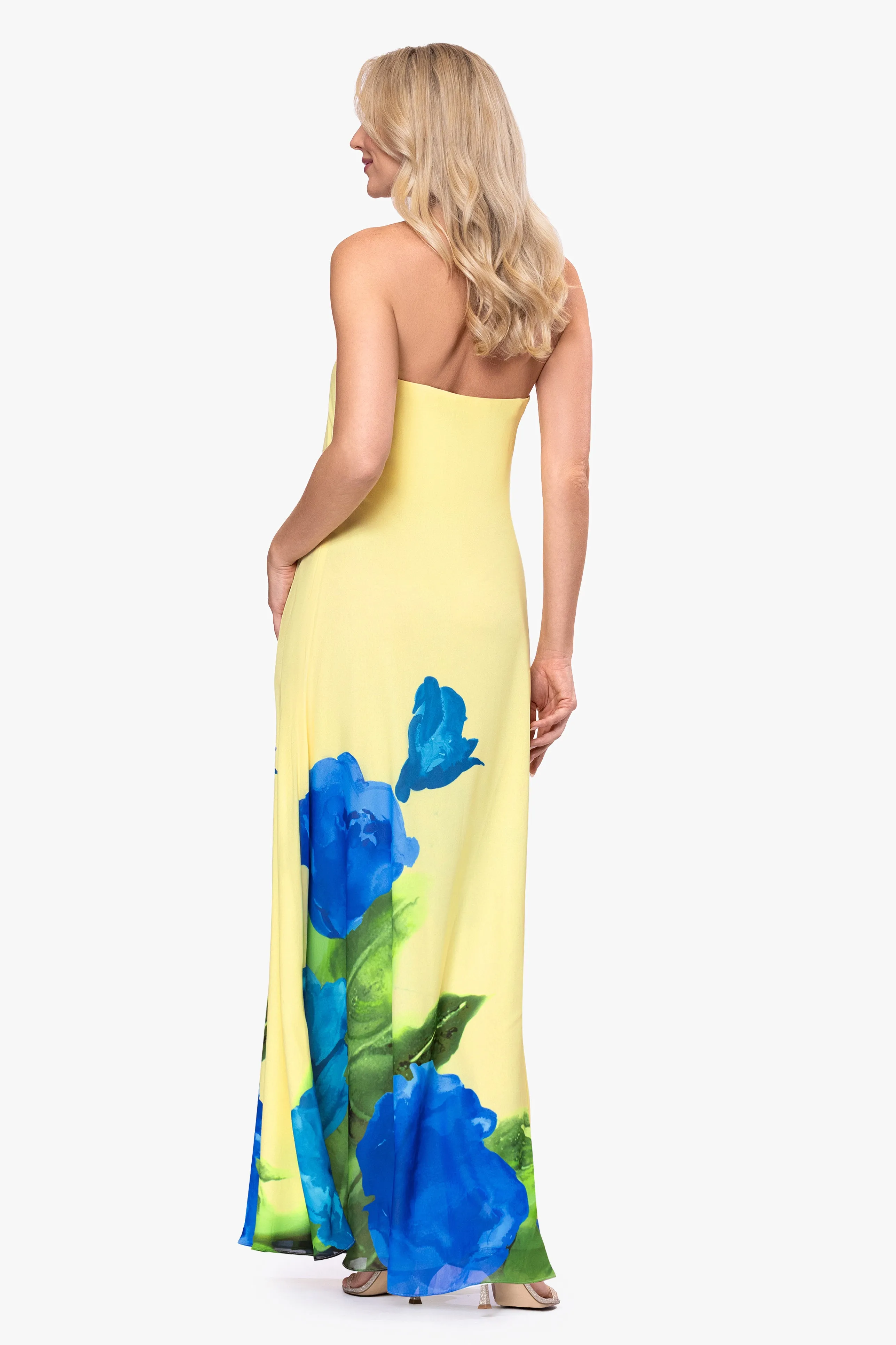 "Carmen" Chiffon Strapless Floral Floor Length Dress sold by Betsy & Adam product image thumbnail 2