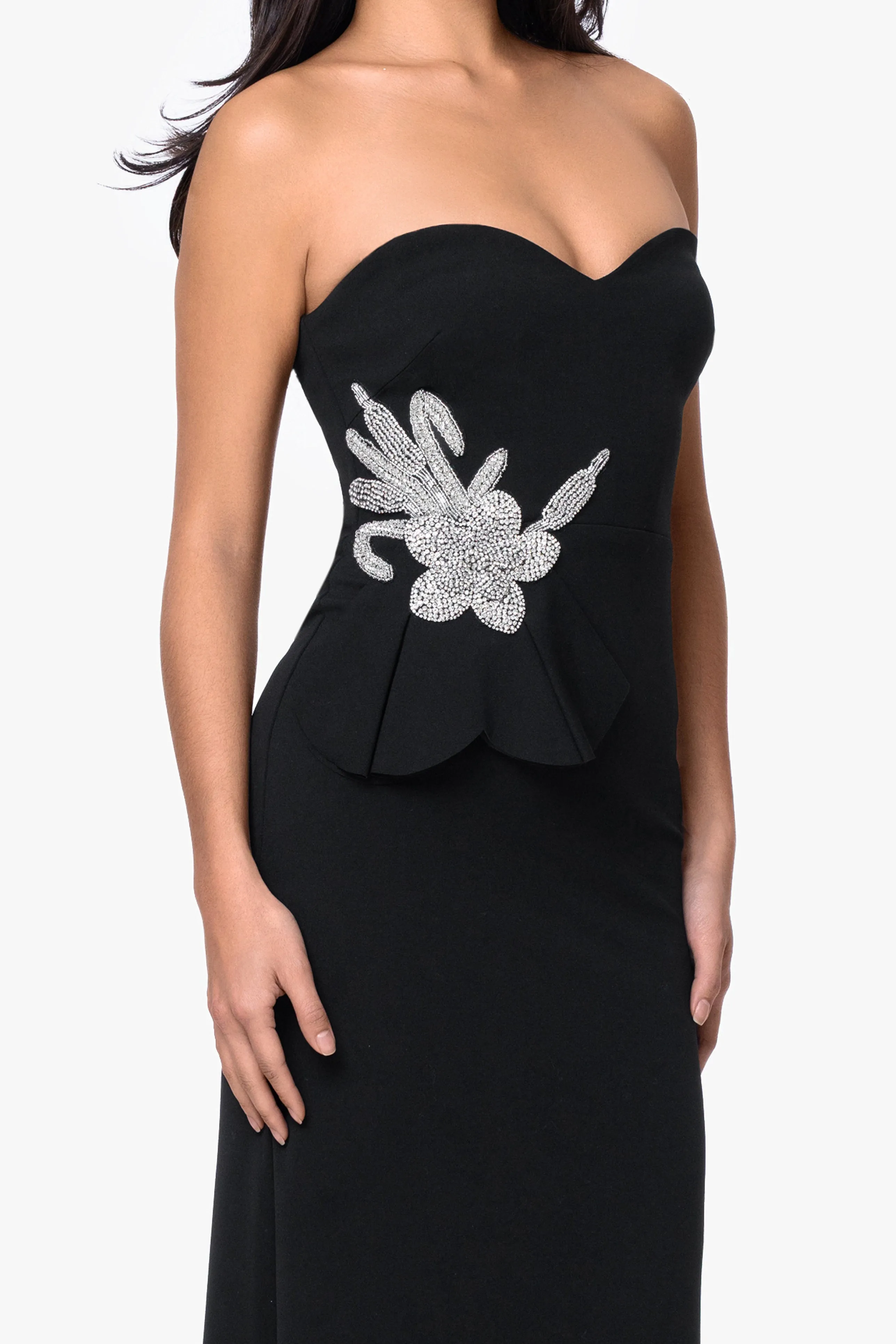 "Salma" Scuba Crepe Strapless Applique Floor Length Dress sold by Betsy & Adam product image thumbnail 2