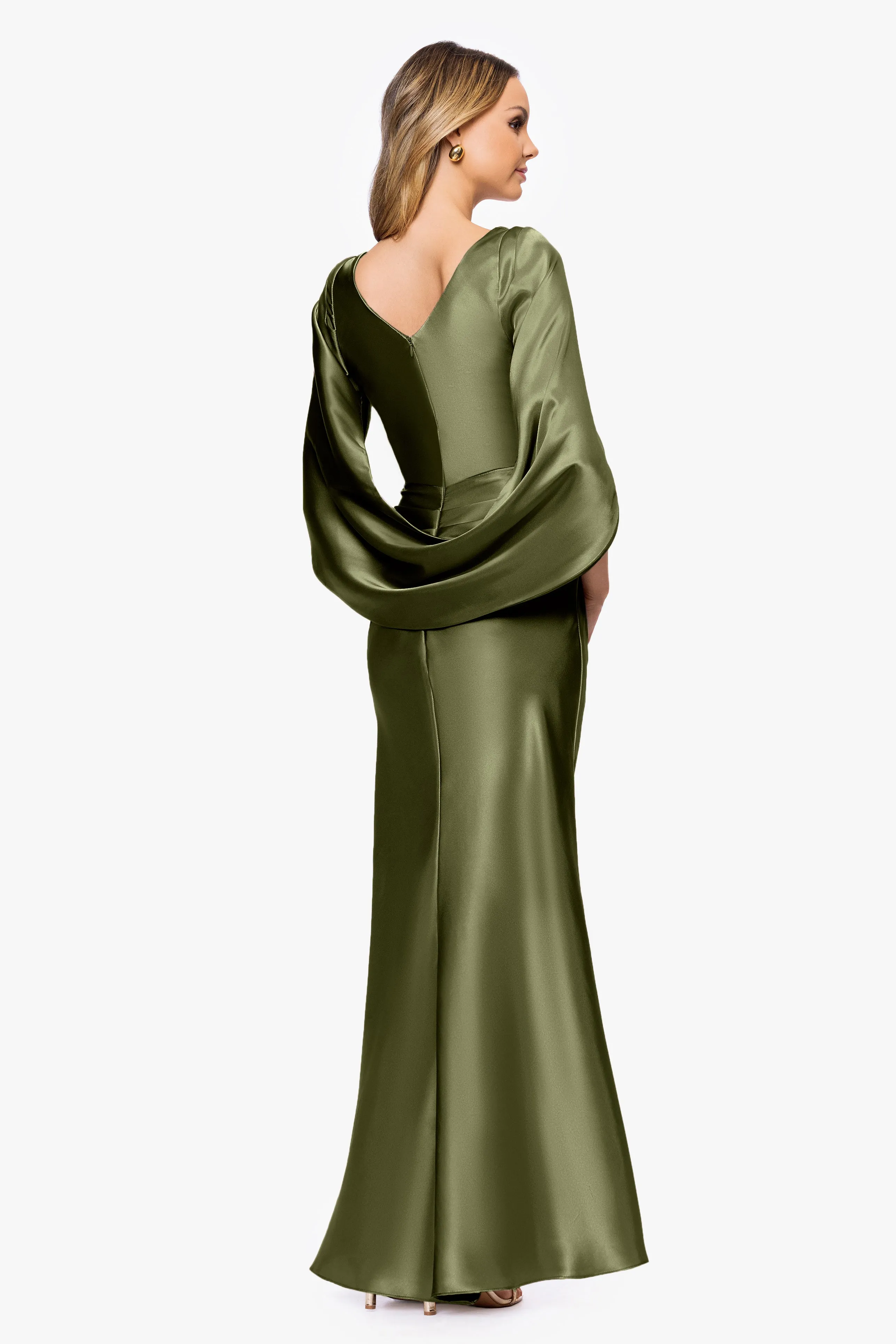 "Cece" Satin Droop Back Floor Length Dress sold by Betsy & Adam product image thumbnail 3