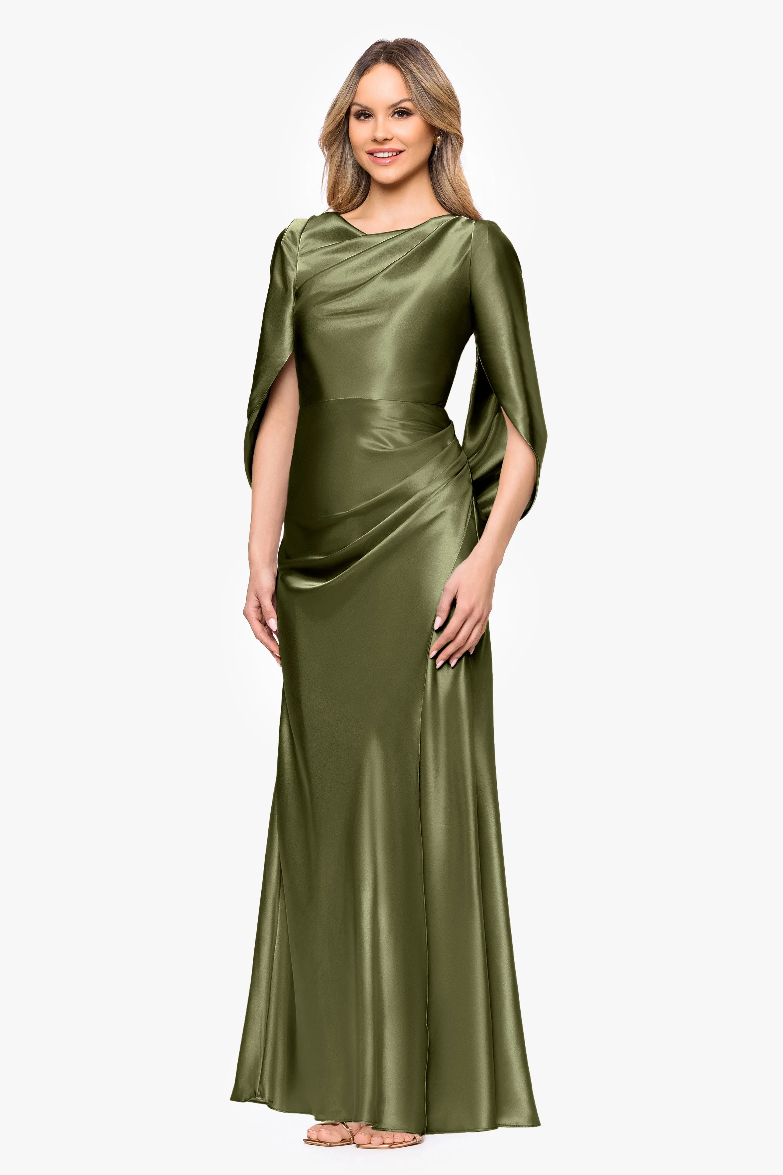 "Cece" Satin Droop Back Floor Length Dress sold by Betsy & Adam product image thumbnail 4