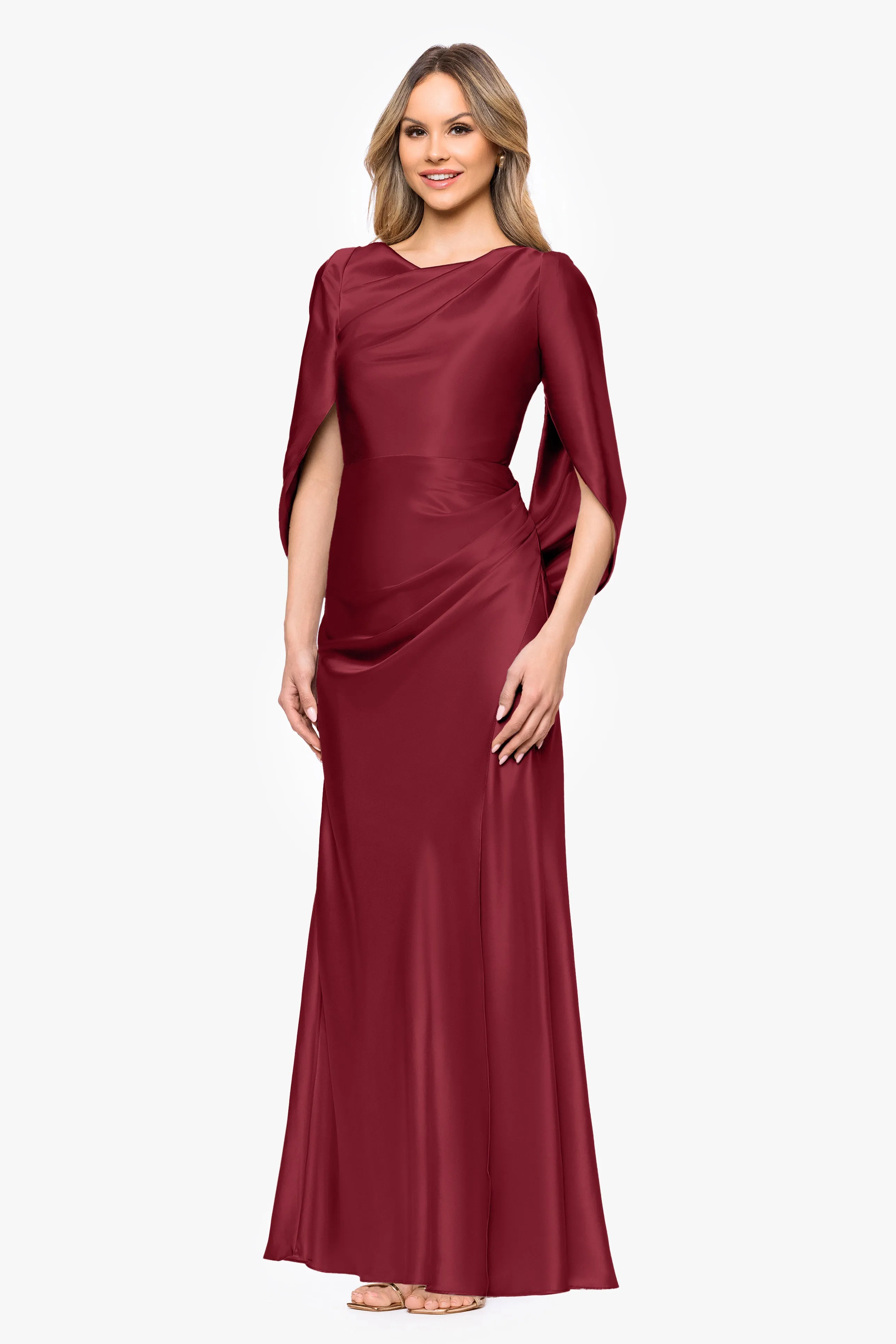 "Cece" Satin Droop Back Floor Length Dress sold by Betsy & Adam product image thumbnail 4