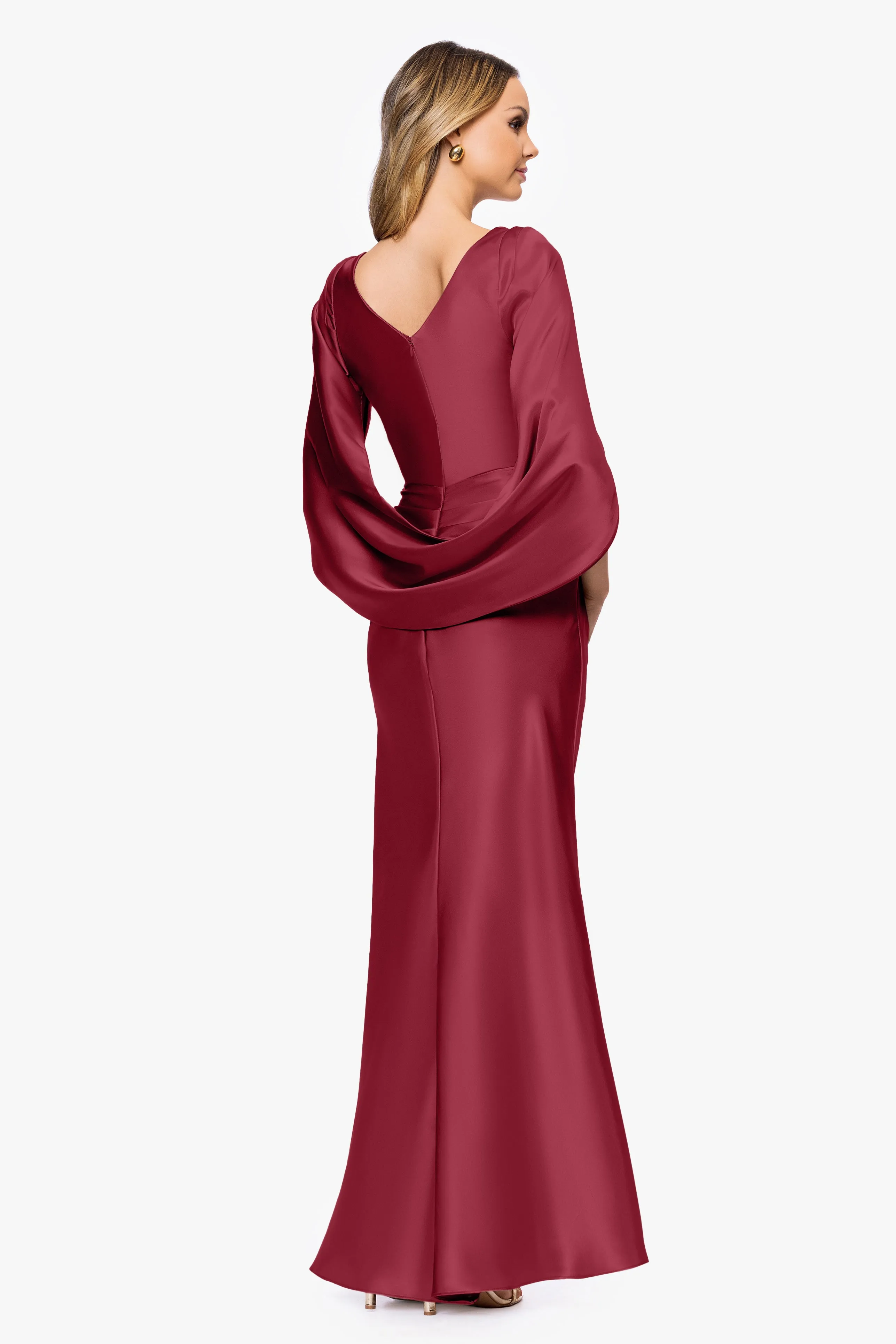 "Cece" Satin Droop Back Floor Length Dress sold by Betsy & Adam product image thumbnail 3