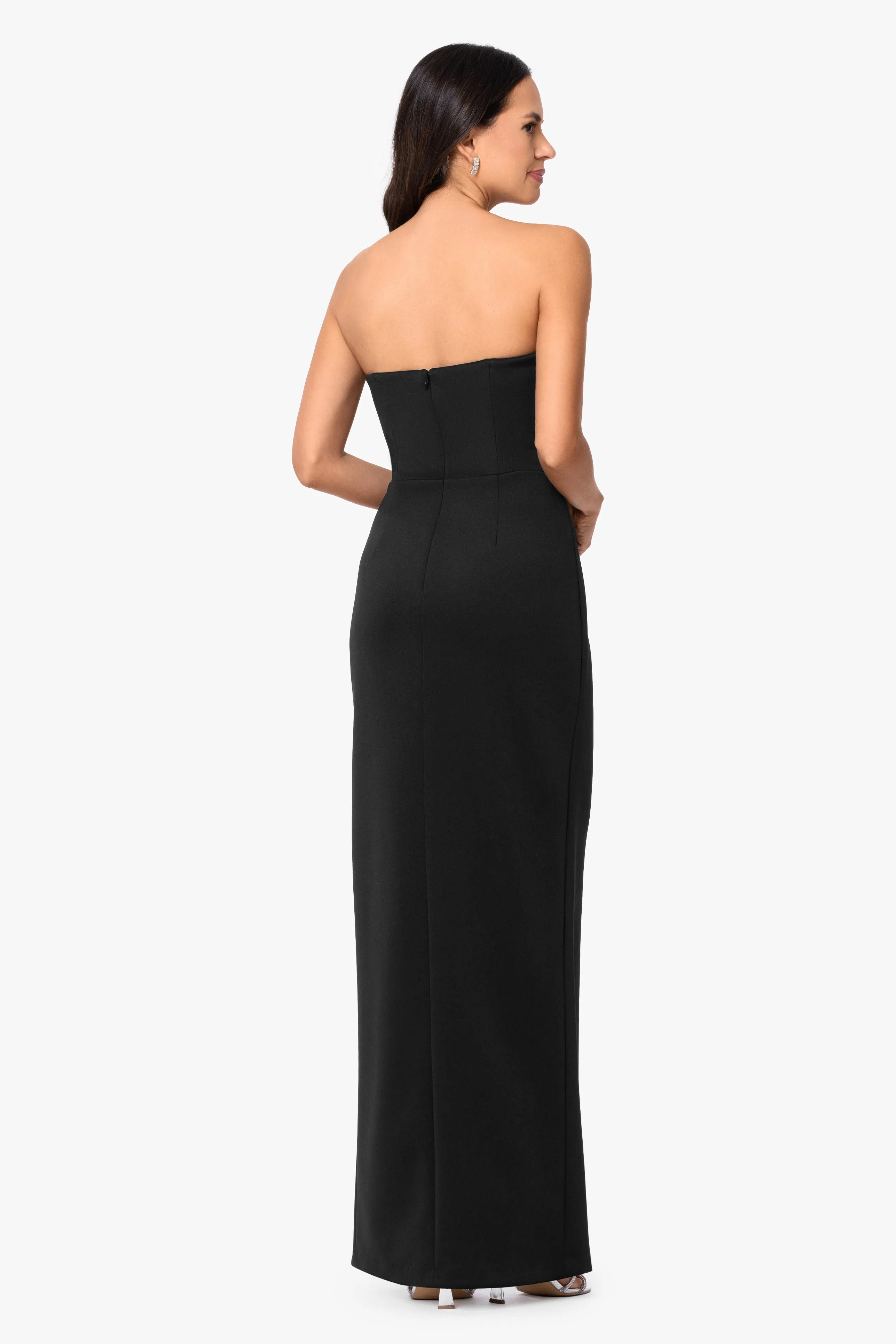 "Andrea" Techno Scuba Long Tuxedo Ruffle Dress sold by Betsy & Adam product image thumbnail 3
