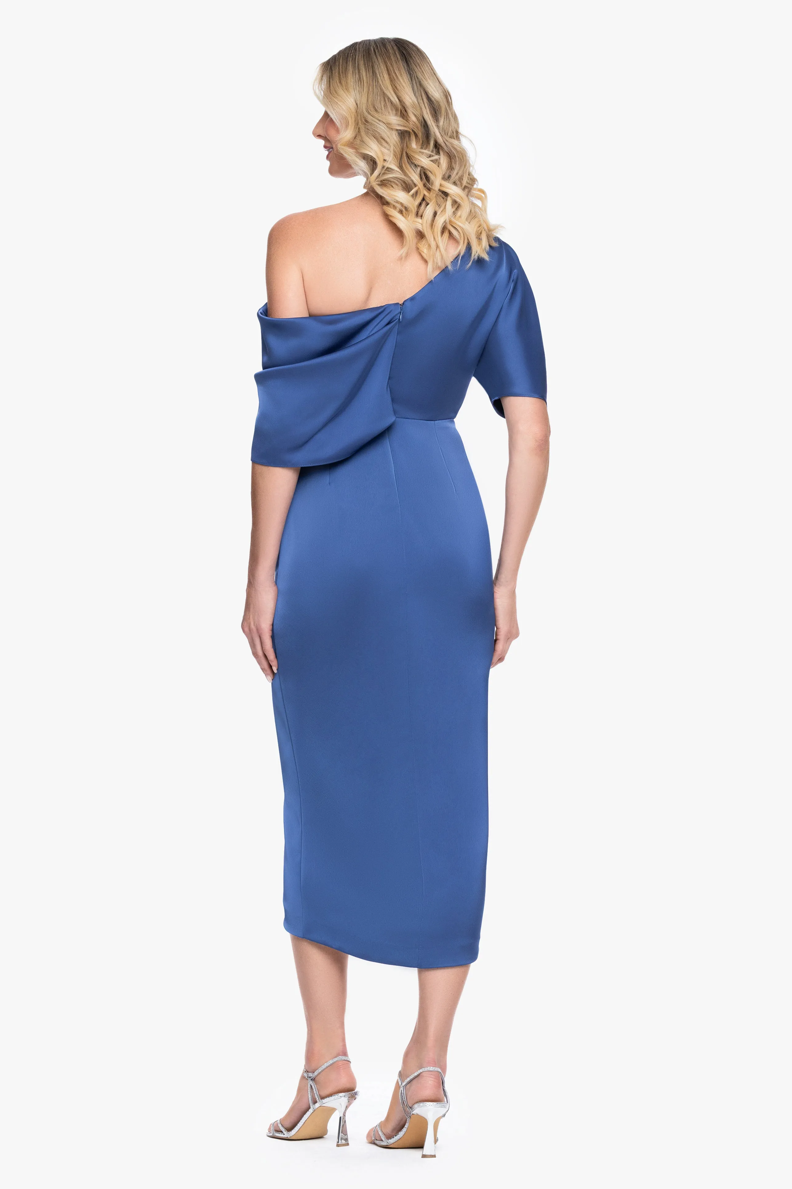 "Sylvie" Satin Short Sleeve Tulip Midi Dress sold by Betsy & Adam product image thumbnail 3