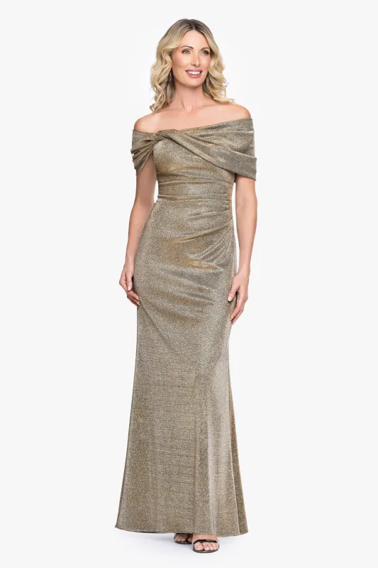 "Jocelyn" Galaxy Off The Shoulder Twist Long Dress made by Betsy & Adam