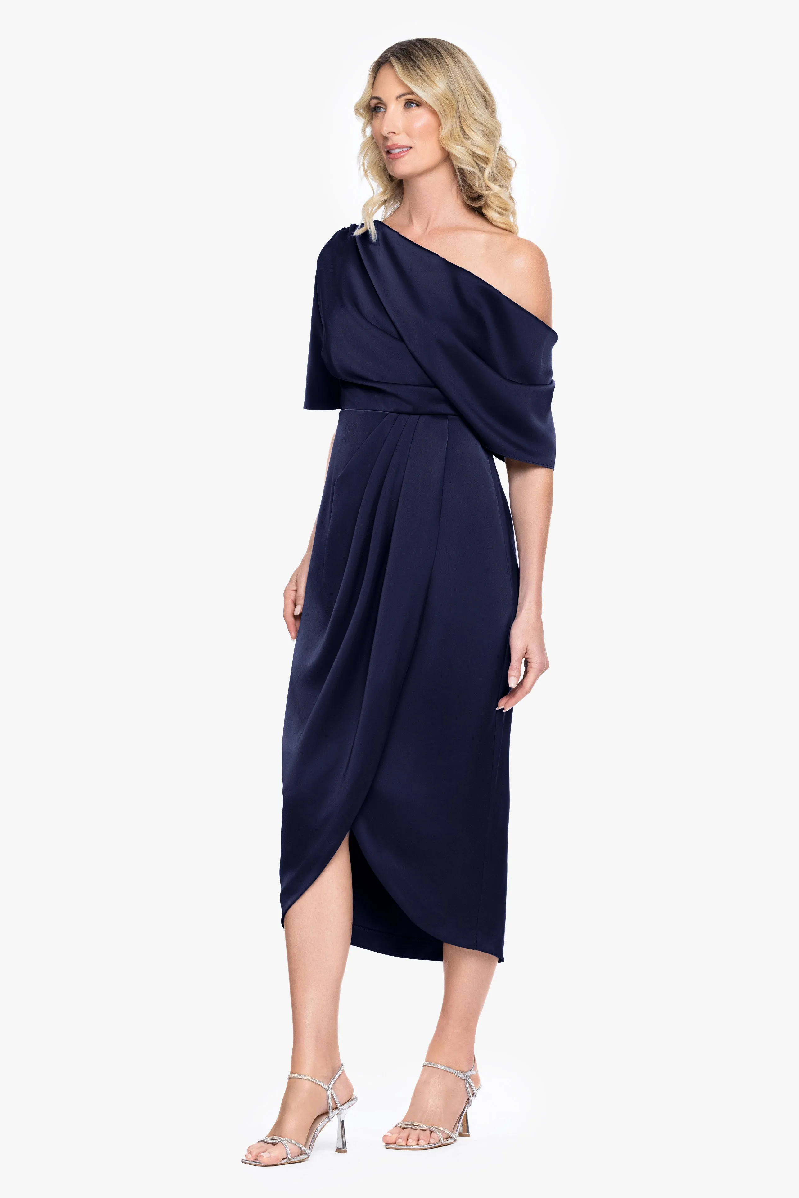 "Sylvie" Satin Short Sleeve Tulip Midi Dress sold by Betsy & Adam product image thumbnail 2