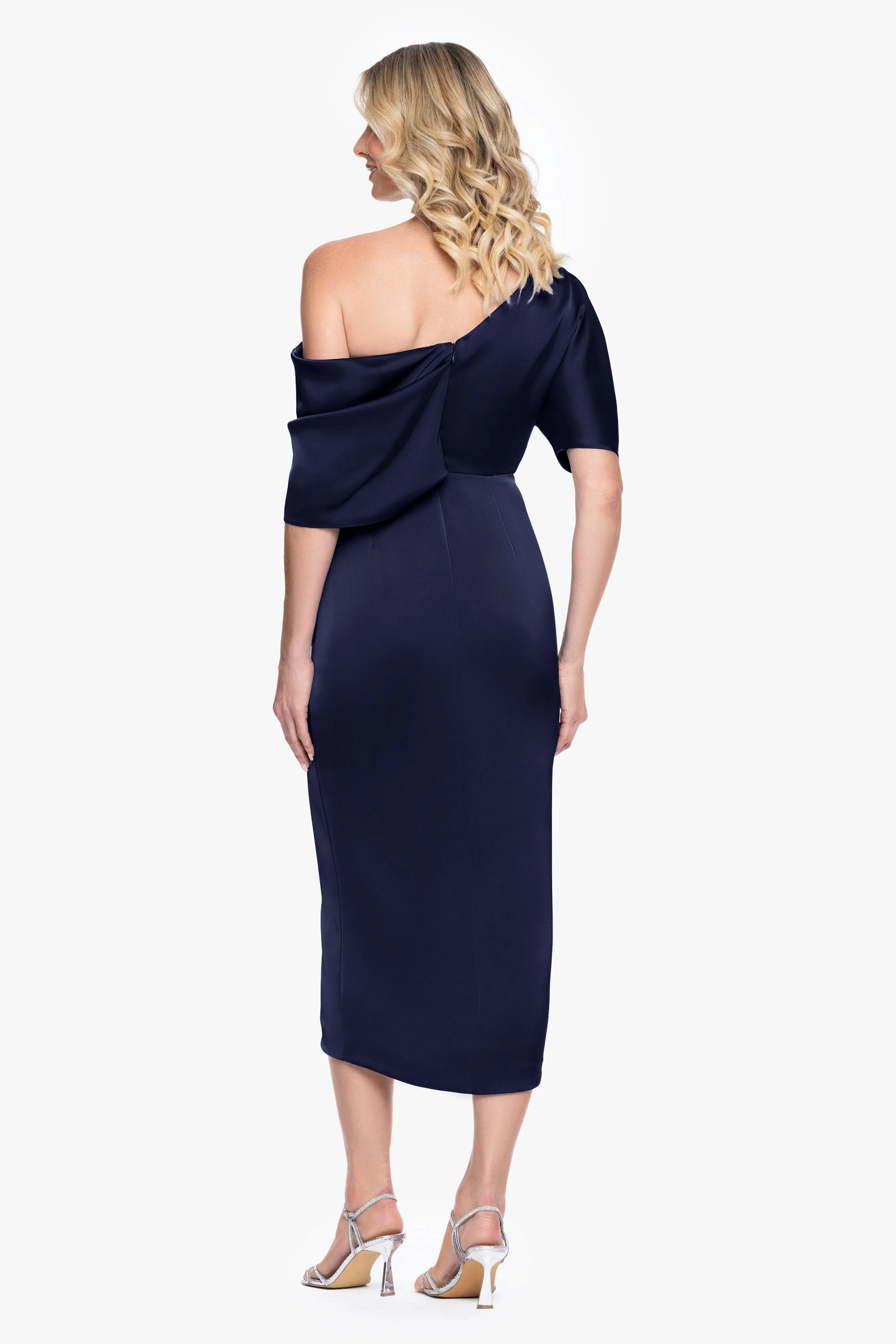 "Sylvie" Satin Short Sleeve Tulip Midi Dress sold by Betsy & Adam product image thumbnail 4