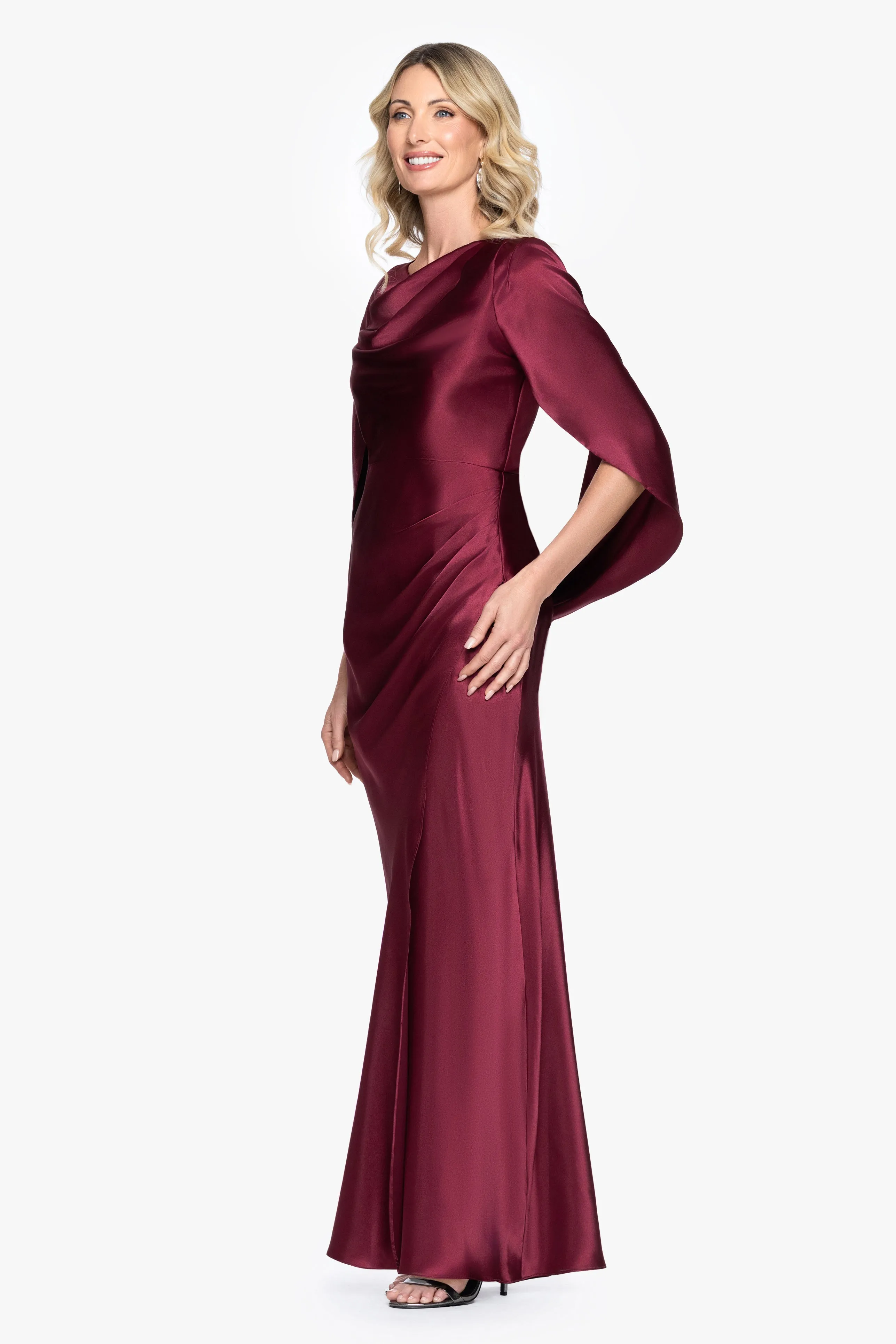 "Cece" Satin Droop Back Floor Length Dress sold by Betsy & Adam product image thumbnail 3