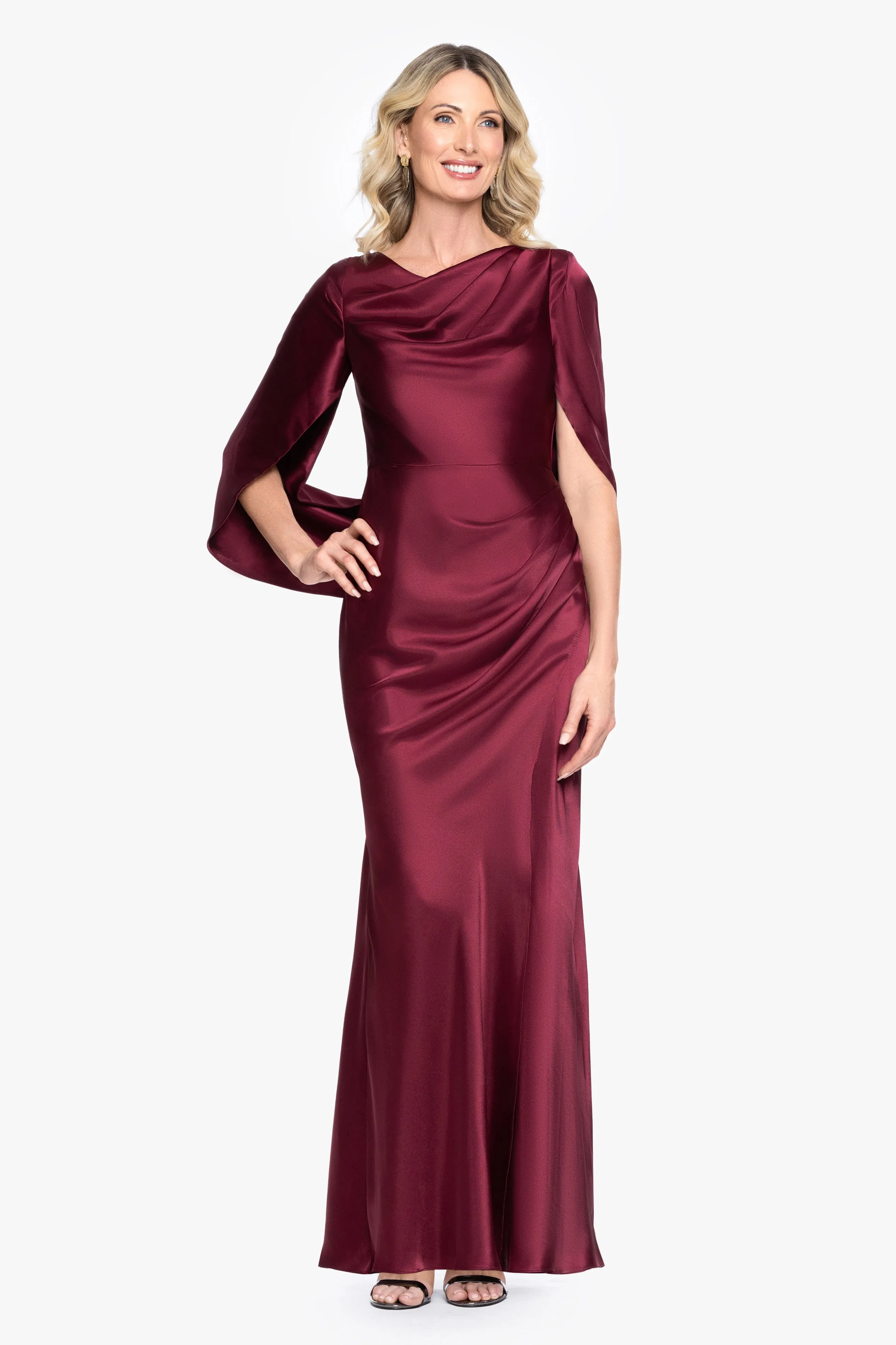 "Cece" Satin Droop Back Floor Length Dress sold by Betsy & Adam product image thumbnail 5