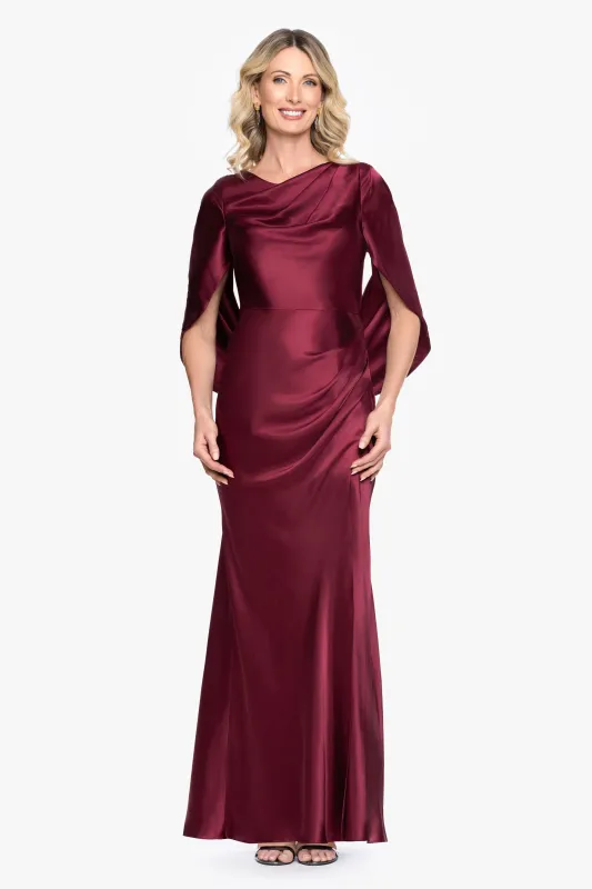 "Cece" Satin Droop Back Floor Length Dress made by Betsy & Adam
