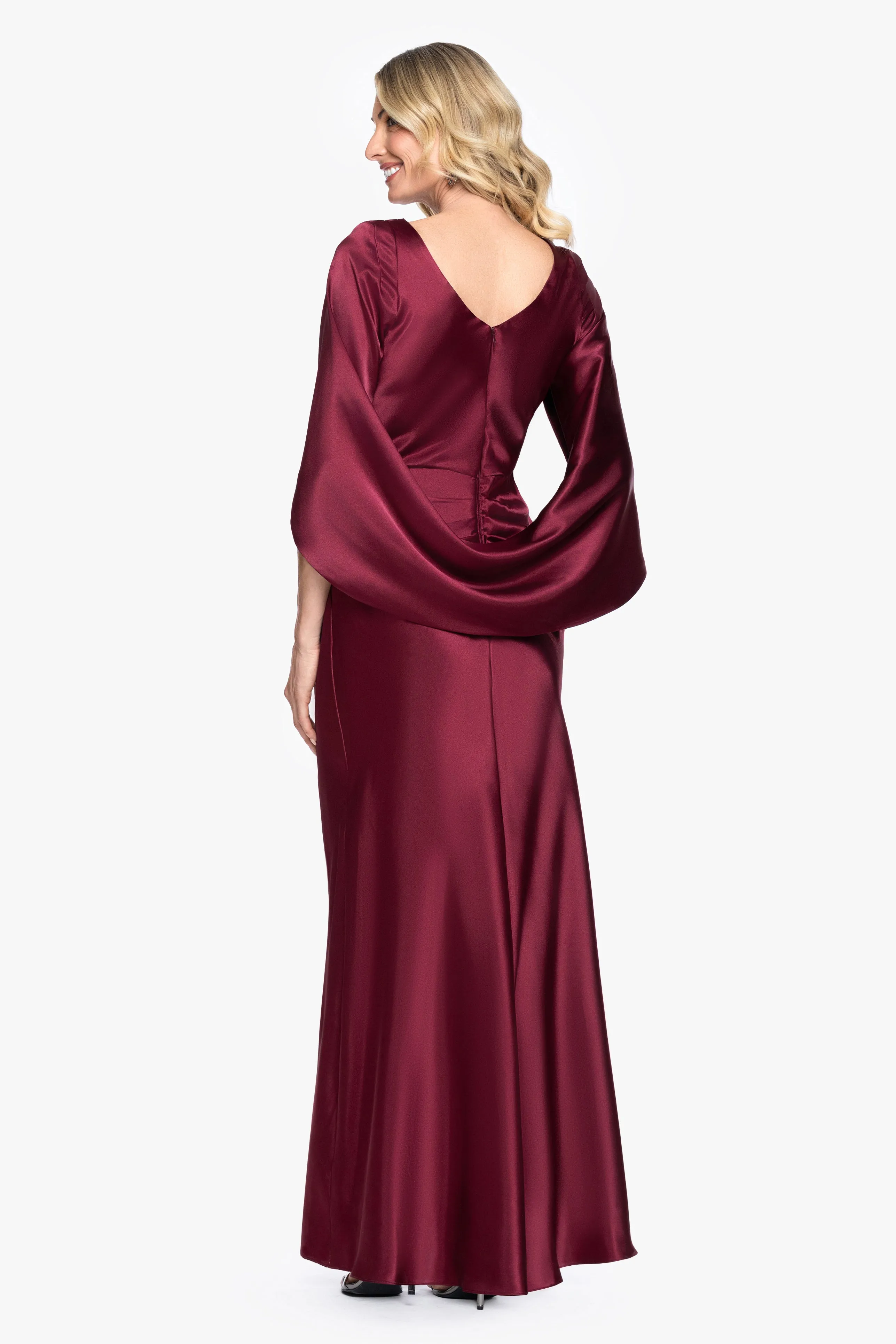 "Cece" Satin Droop Back Floor Length Dress sold by Betsy & Adam product image thumbnail 4