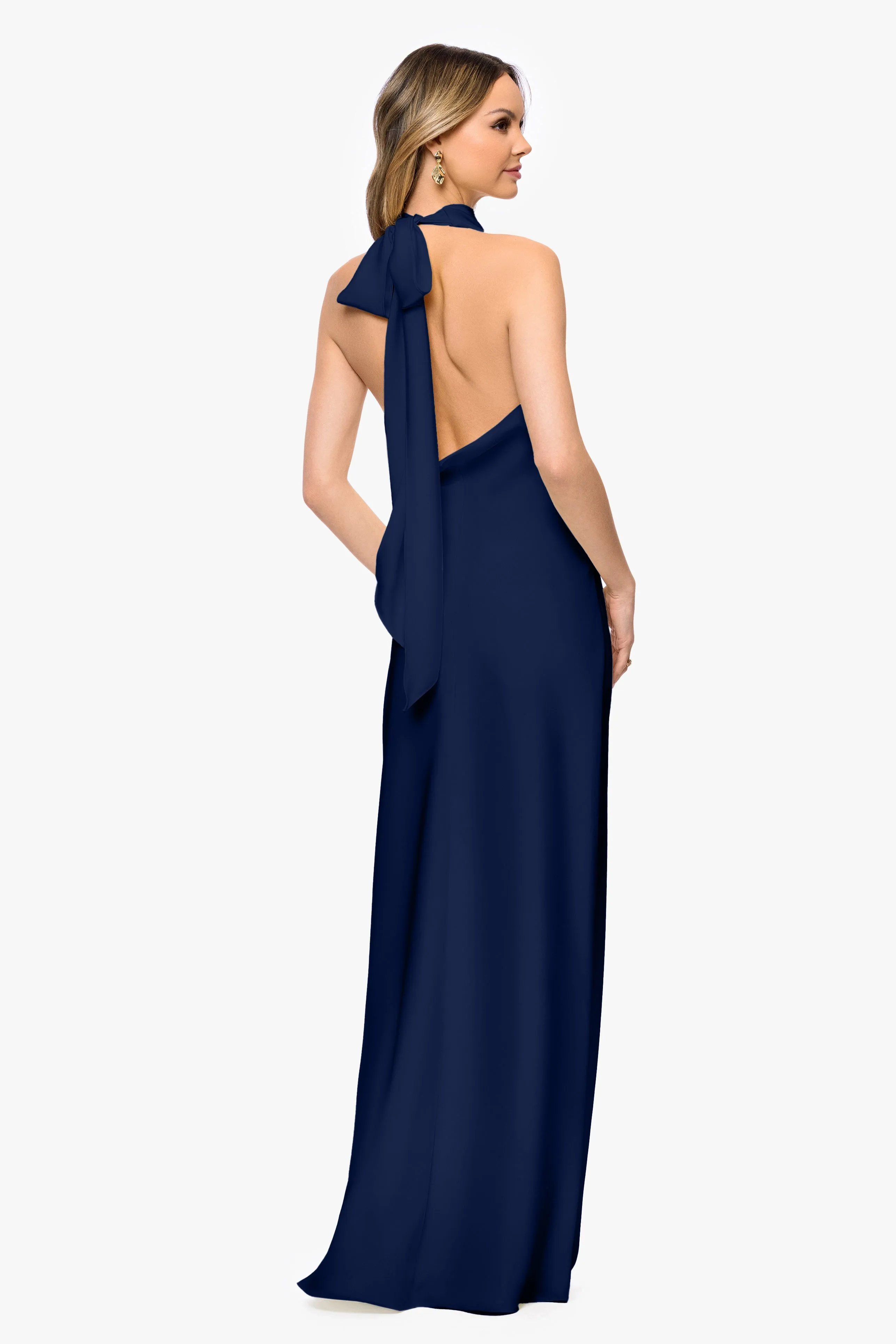 "Amina" Satin Halter Floor Length Dress sold by Betsy & Adam product image thumbnail 3