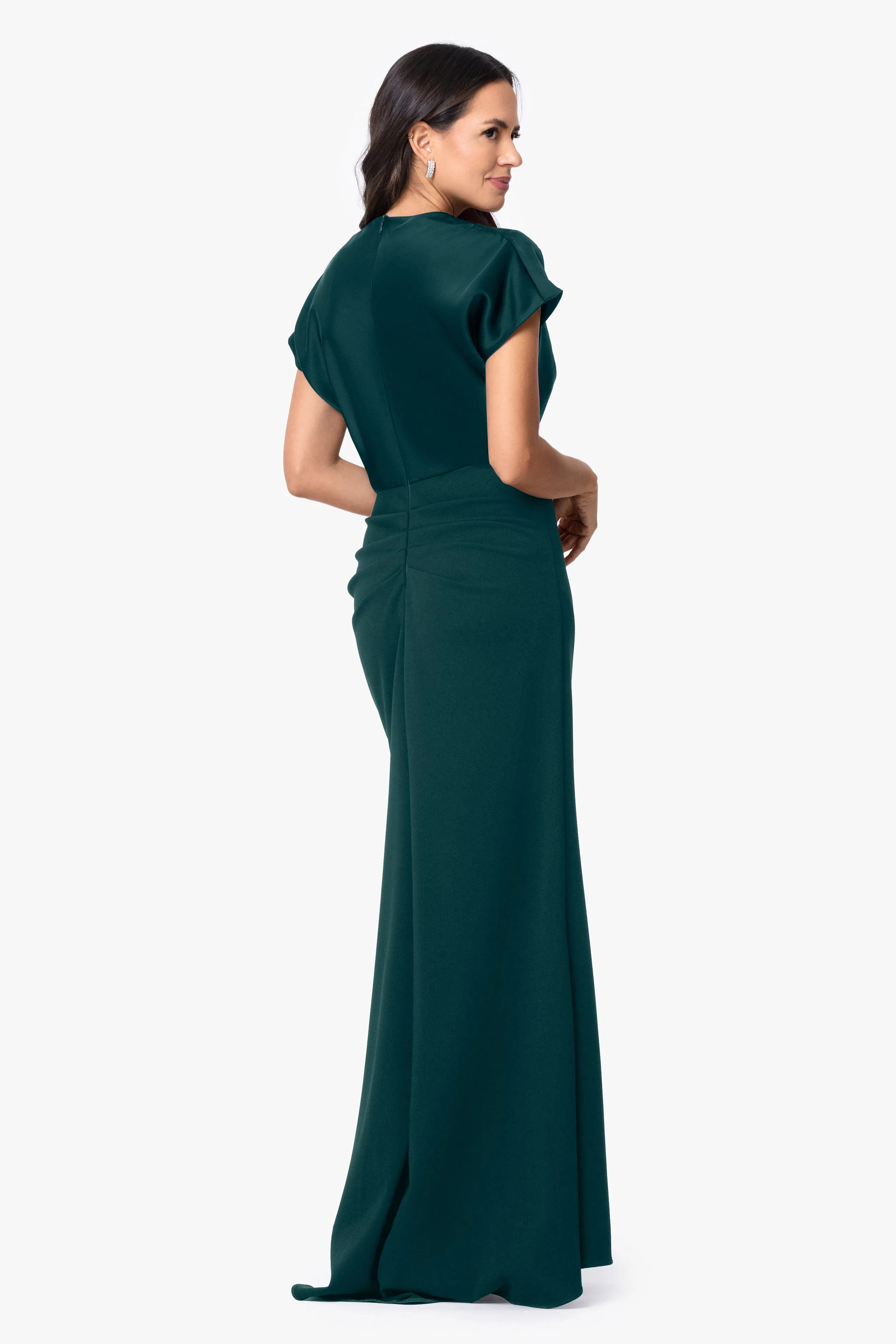 Petite "Rinna" Scuba Crepe and Satin Cowl Neck Floor Length Dress sold by Betsy & Adam product image thumbnail 3