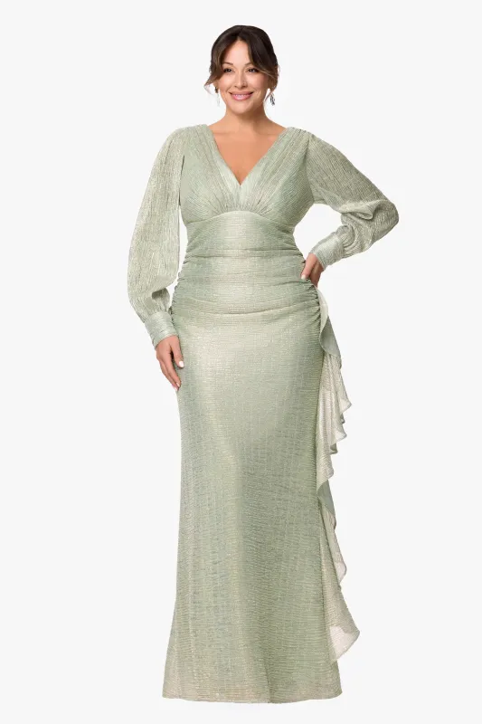 Plus "Nora" Metallic Galaxy Crinkle Long Sleeve Dress made by Betsy & Adam