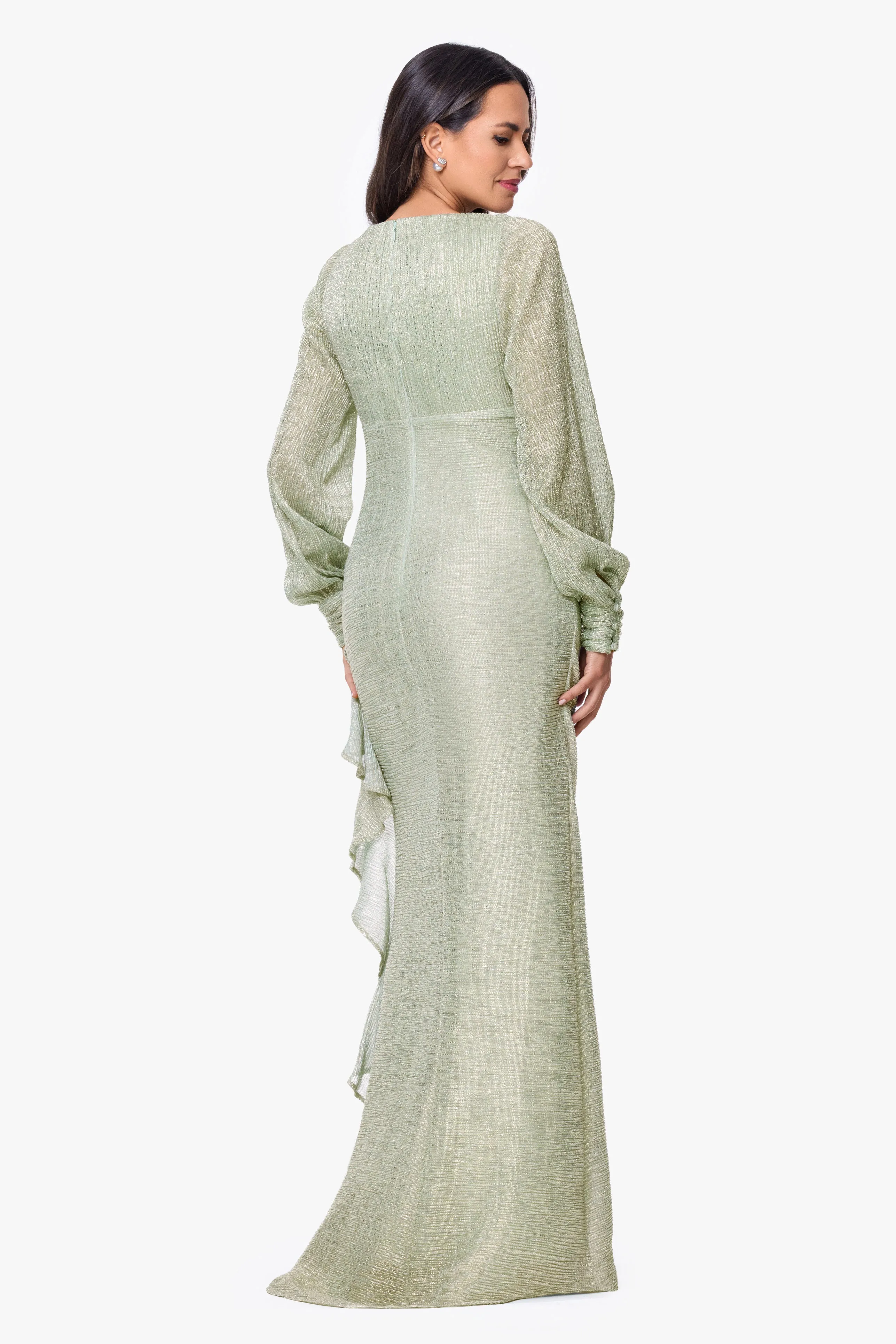 "Nora" Metallic Galaxy Crinkle Long Sleeve Dress sold by Betsy & Adam product image thumbnail 3