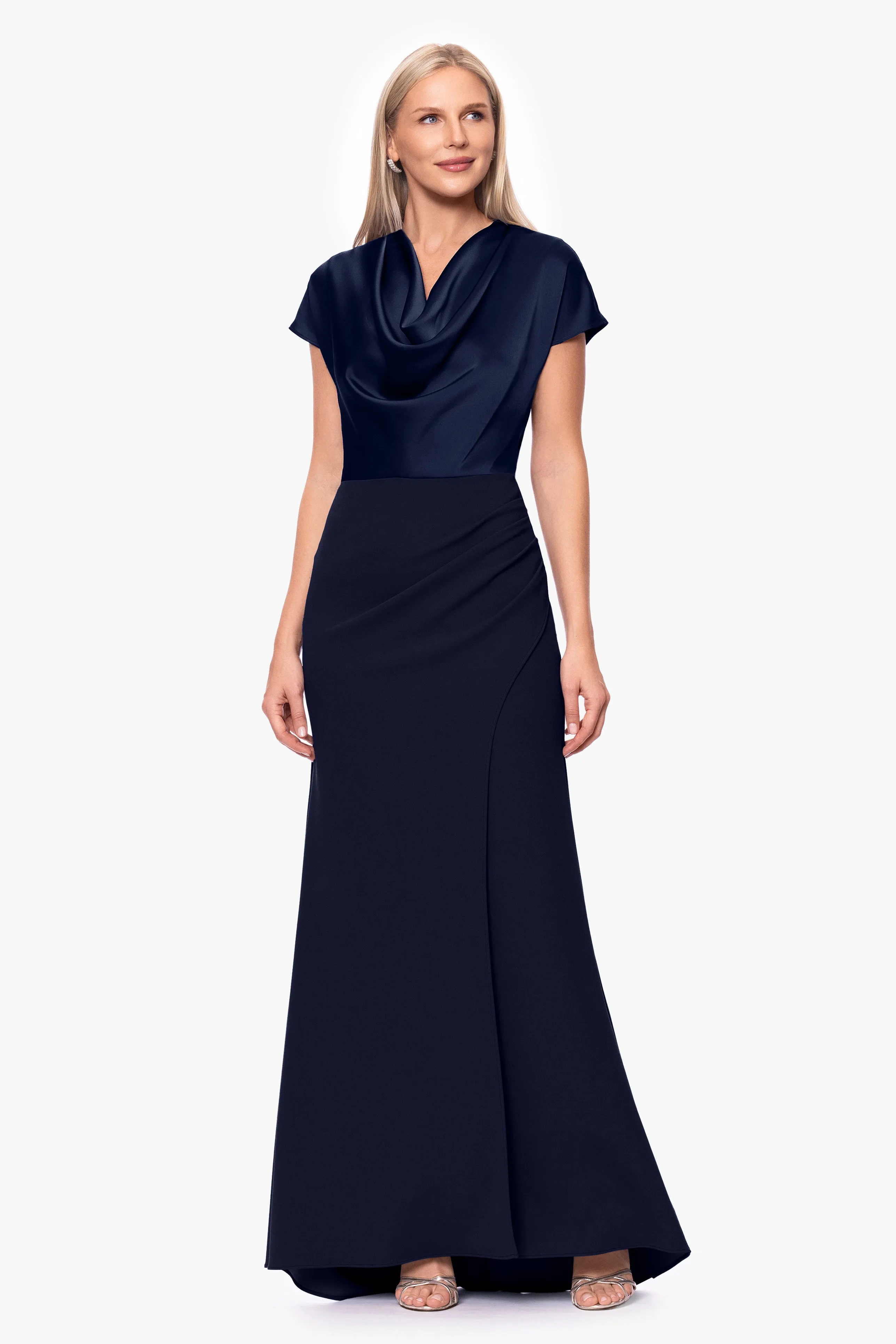 "Rinna" Scuba Crepe and Satin Cowl Neck Floor Length Dress sold by Betsy & Adam product image thumbnail 5